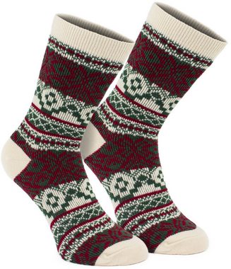 BRUBAKER Norwegersocken Kuschelsocken Geschenkset für Frauen (Warme dicke Wintersocken - Gemütlich, 4-Paar, Set) warme Damen Socken Set im Winter Norwegen Design