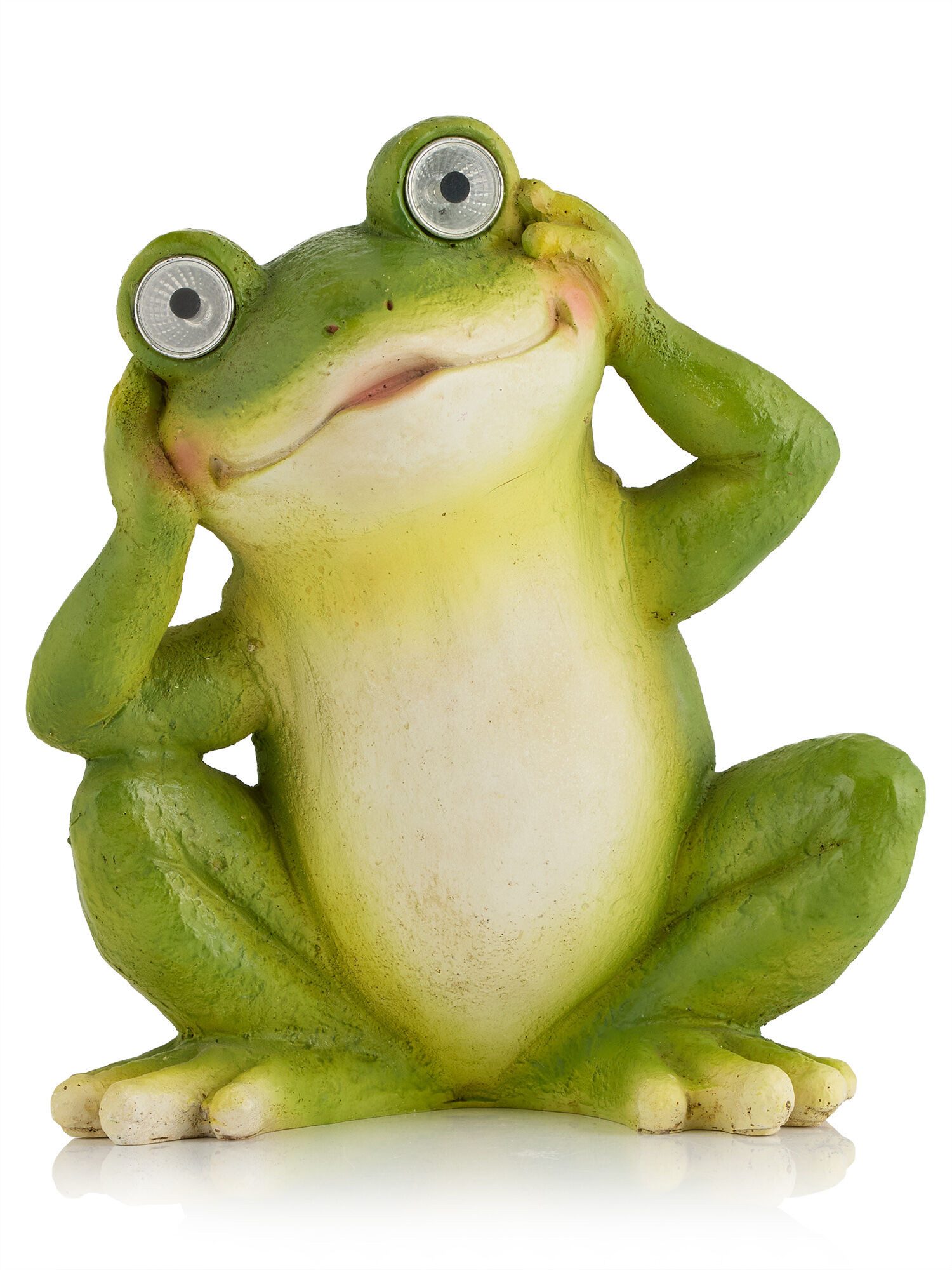 Ab ins Grüne LED Dekofigur LED Solar Gartendeko „Cado“ Frosch mit 2 Micro-LEDs, Dämmerautomatik, solarbetrieben, kabellos, 80 mAH Akku