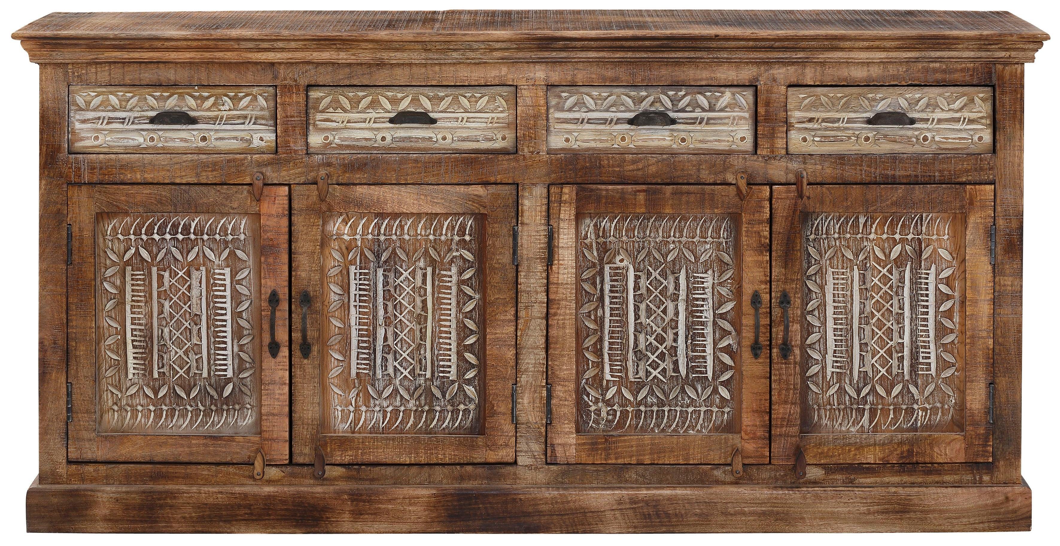 Home affaire Sideboard Maneesh, Kommode aus massivem Mangoholz, viele Stauraummöglichkeiten, B/ 179cm. Reduzierter Preis € 979,99. Unverbindliche Preisempfehlung € 1.899,99