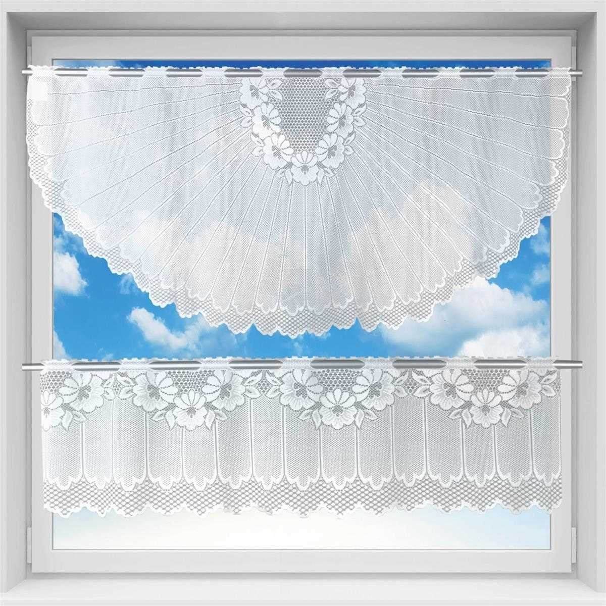 Vorhang Mona, Arsvita, Stangendurchzug (1 St), halbtransparent, 2 teiliges  Bistrogardinen-Set in Spitzenoptik