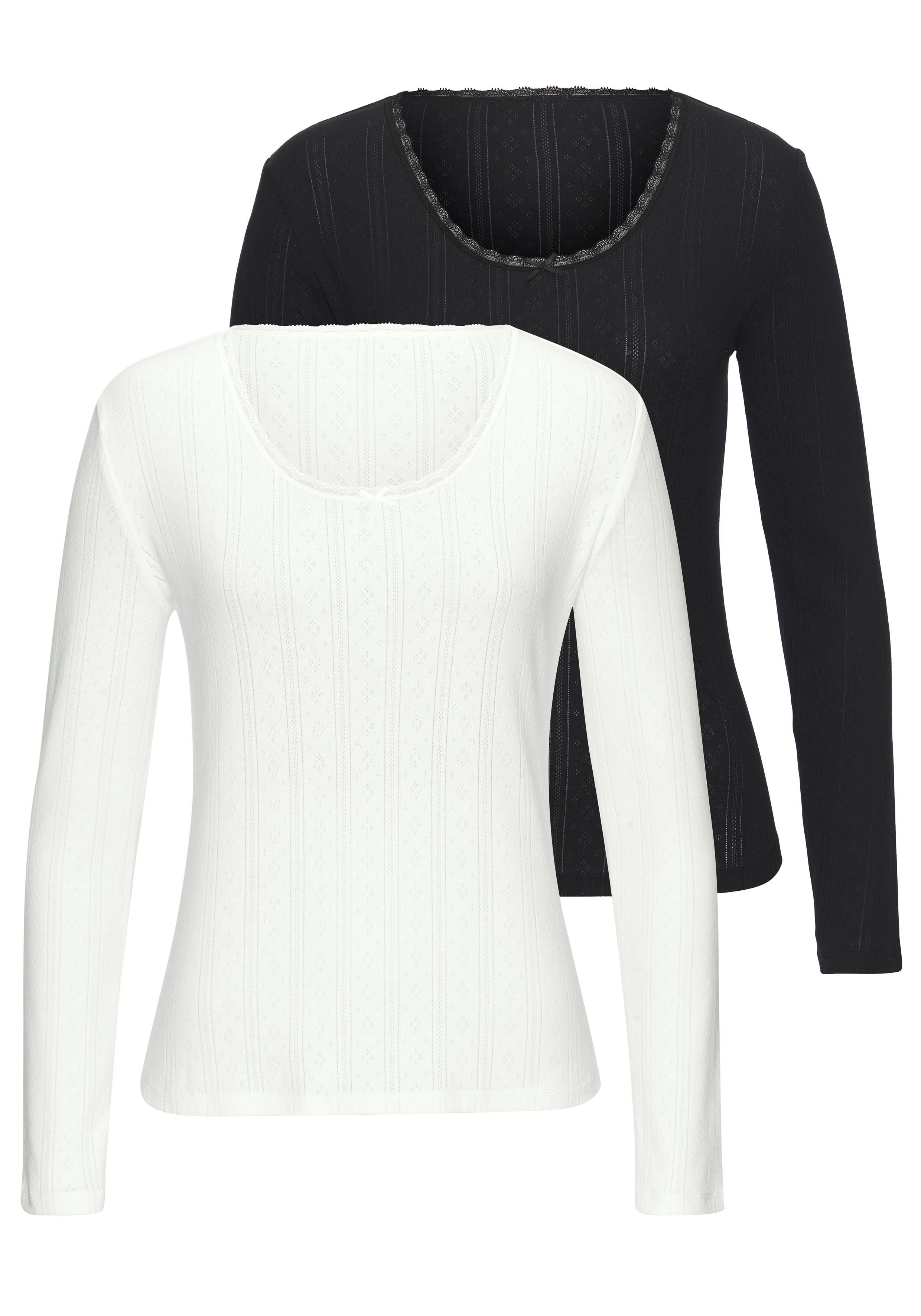 Vivance Langarmshirt (2er-Pack) aus weichem Pointelle-Strick günstig online kaufen