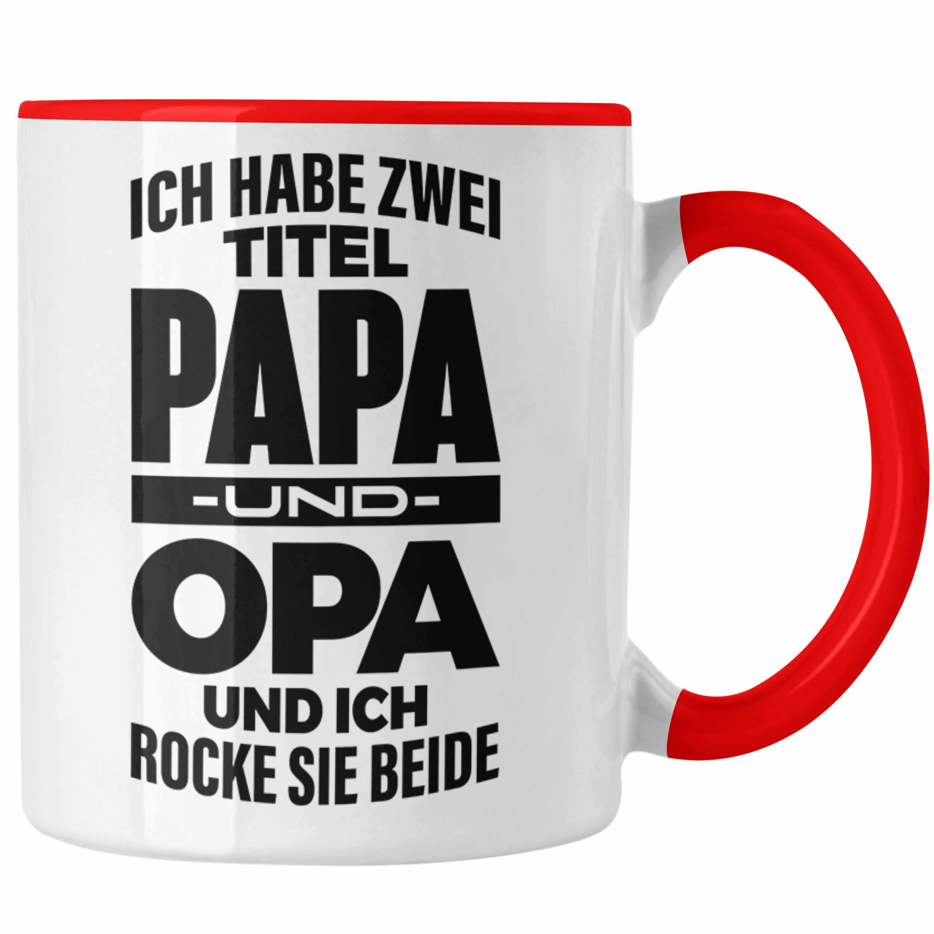 Trendation Tasse Trendation - Papa und Opa Tasse Geschenk für Opa Weihnachten Geburtstag Lustige Tasse Bester Opa Rot