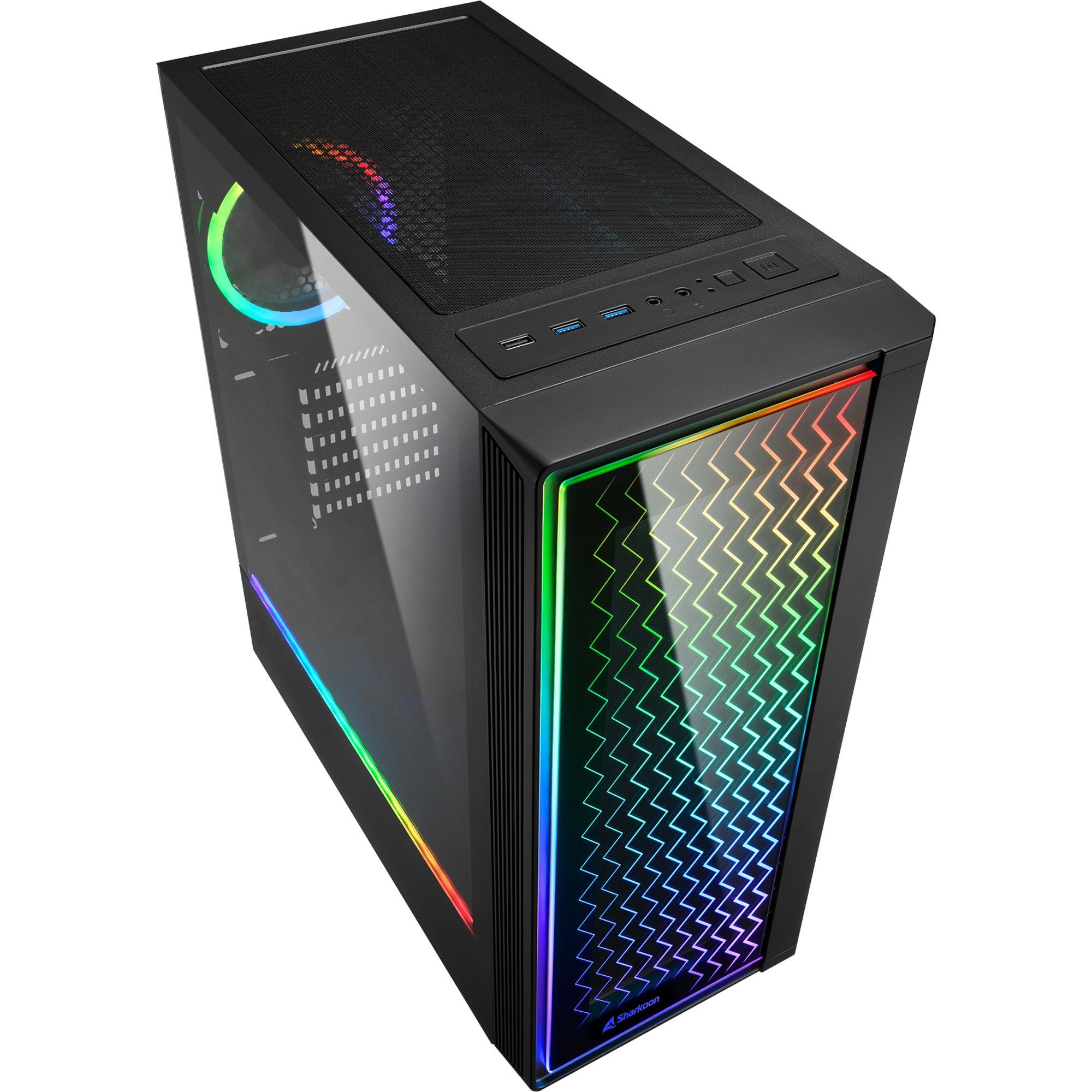 Sharkoon PC-Gehäuse Sharkoon RGB LIT 200, Tower-Gehäuse, (Front und