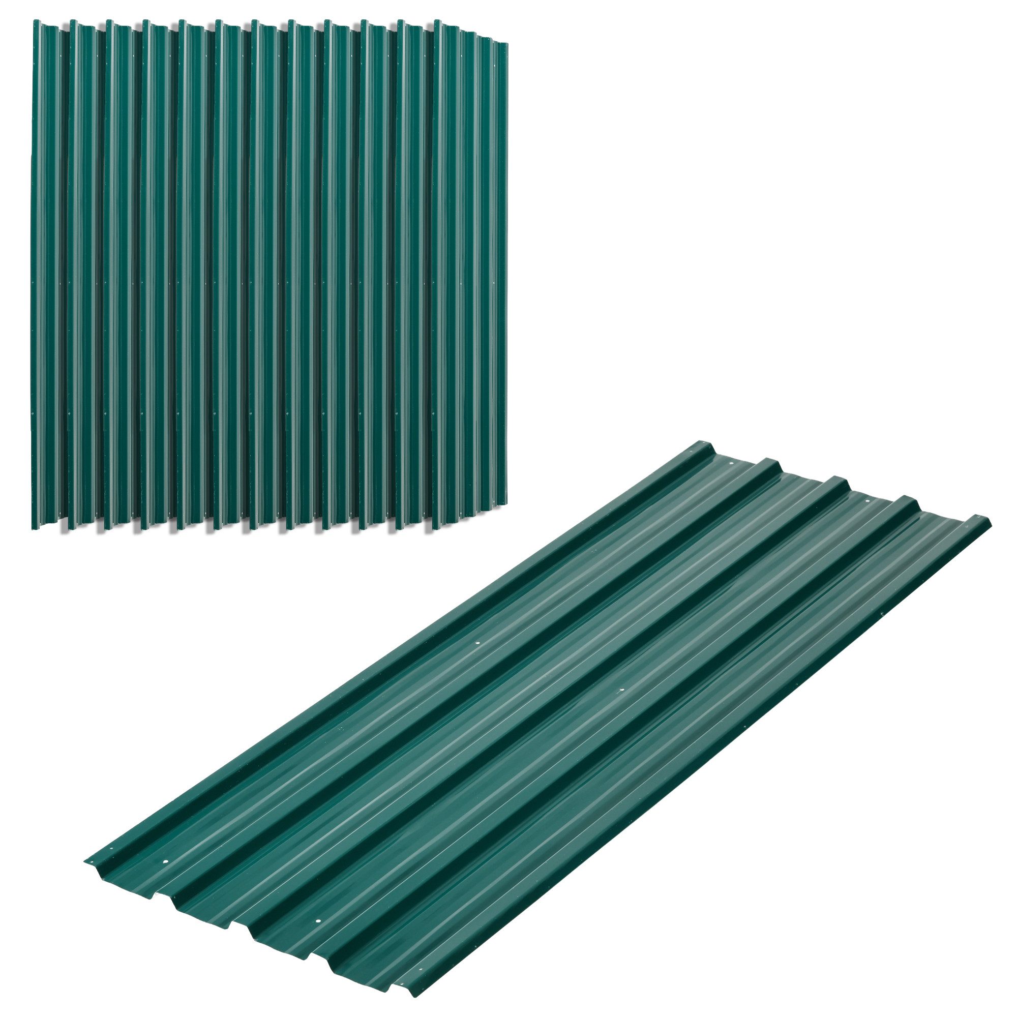 FELIXLEO Trapezblech 12 Trapezbleche 129x45 cm, 7 m², verzinkt, 0,25 mm, wetterfest, grün