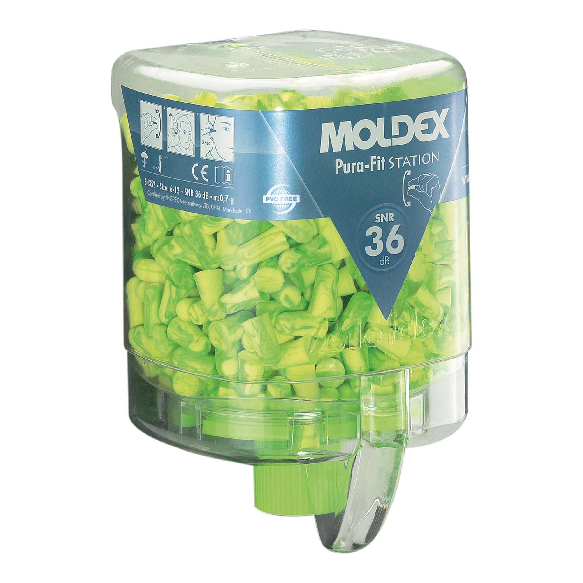Gehörschutzstöpsel Moldex Einwegstöpsel Pura-Fit in MoldexStation, klein SNR 36 dB 250 St
