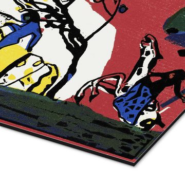 Posterlounge Alu-Dibond-Druck Wassily Kandinsky, Zwei Reiter vor Rot, Malerei