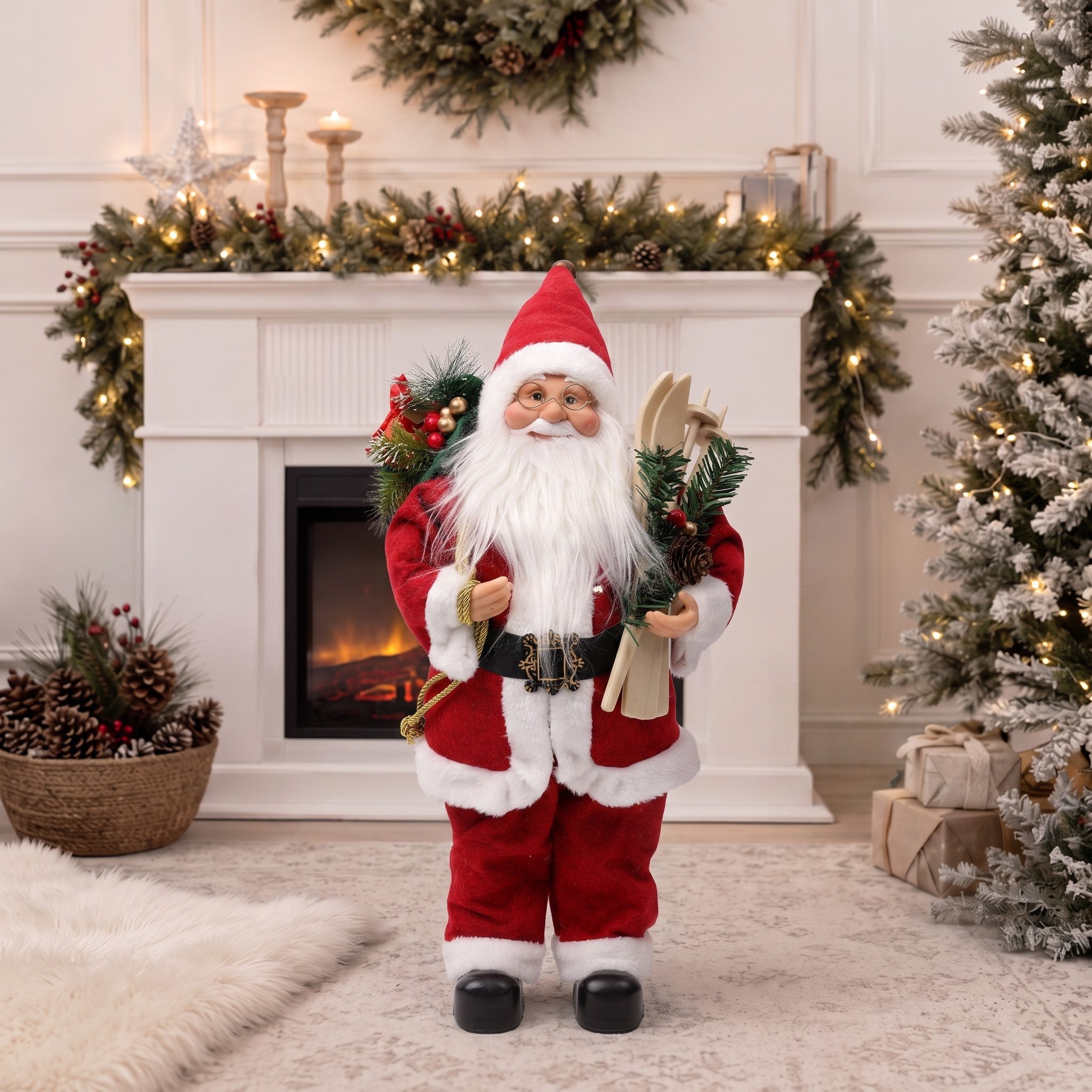 OTTO home Weihnachtsmann Dekoration für Weihnachten, klassisch -traditionell oder skandi-grau (1 St), mit Sack und Geschenken, jeweils in 2 Größen: ca. 25 oder 45 cm hoch
