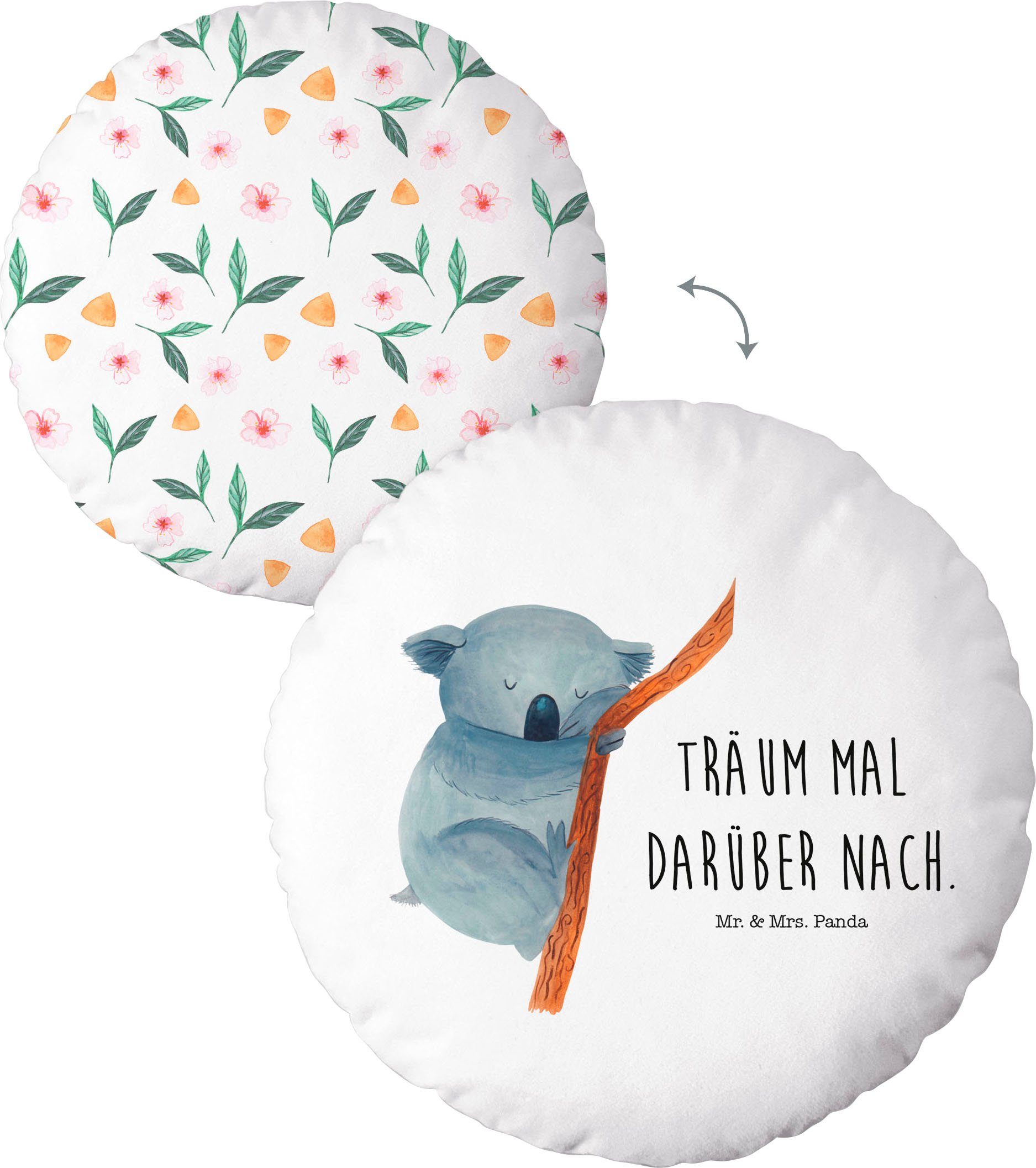 Dekokissen Mr.&Mrs. Panda "Träum mal darüber nach", mit niedlichem Motiv und Schriftzug