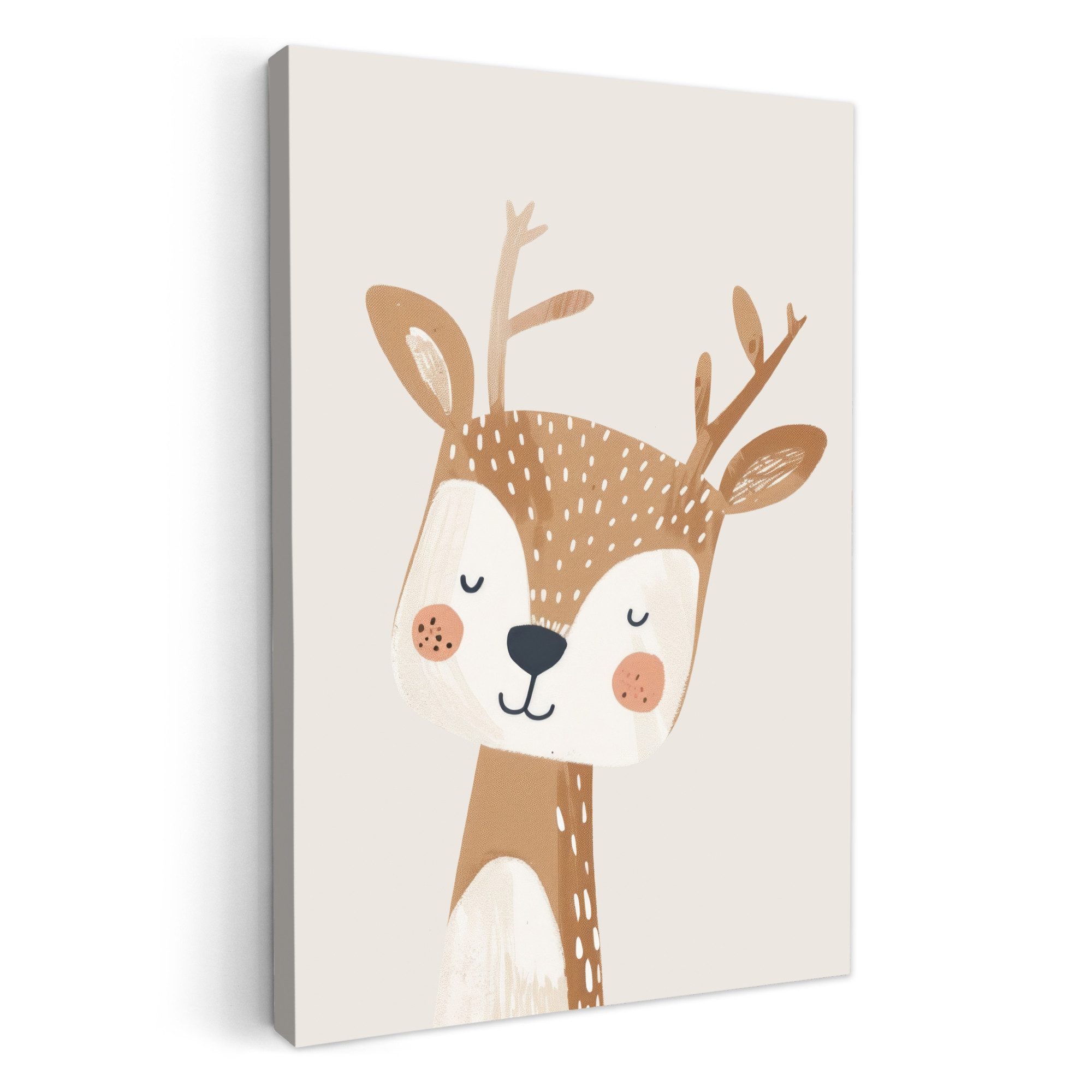 OneMillionCanvasses® Leinwandbild Hirsche - Tiere - Beige, Fotodruck (1 St), Kinderzimmer Deko, Mädchen und Jungen Bilder 20x30 cm