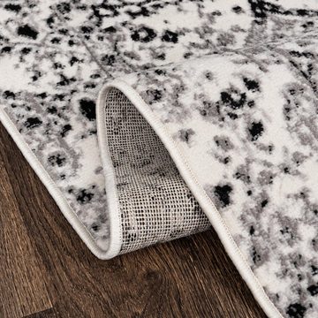 Designteppich Modern Teppich Vintage Creme Schwarz - Weich, Pflegeleich, Mazovia, 80 x 150 cm, Geeignet für Fußbodenheizung, Höhe 7 mm, Kurzflor
