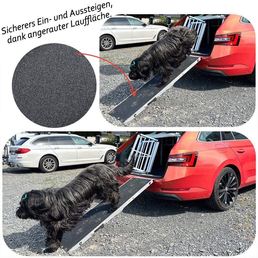 Petigi Hunderampe Auto Einstiegshilfe Hunderampe Hundetreppe Rampe Klappbar 122 x 38 cm