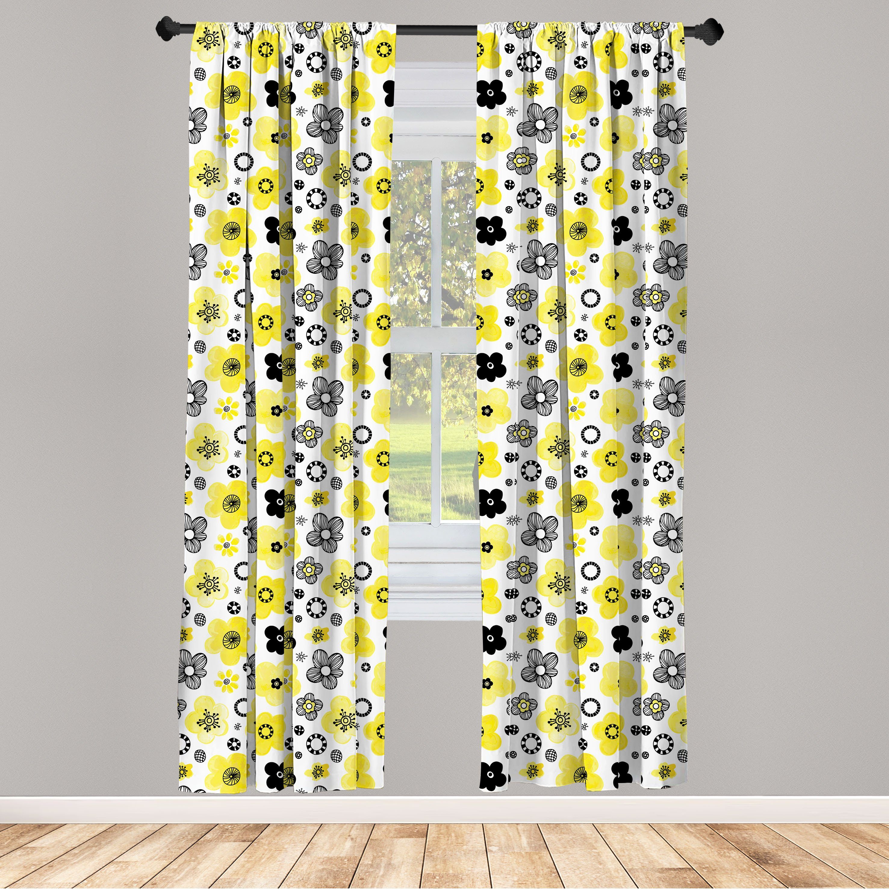 Gardine Vorhang für Wohnzimmer Schlafzimmer Dekor, Abakuhaus, Microfaser, Blumen Bicolor-Frühlings-Blumen