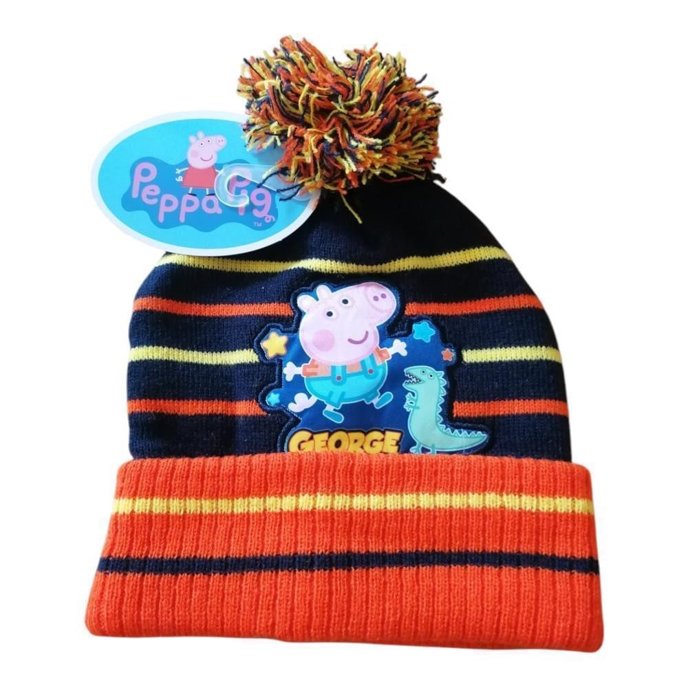 Peppa Pig Strickmütze Warme Peppa Pig Strickmütze mit Bommel / Bommelmütze, Größen 52
