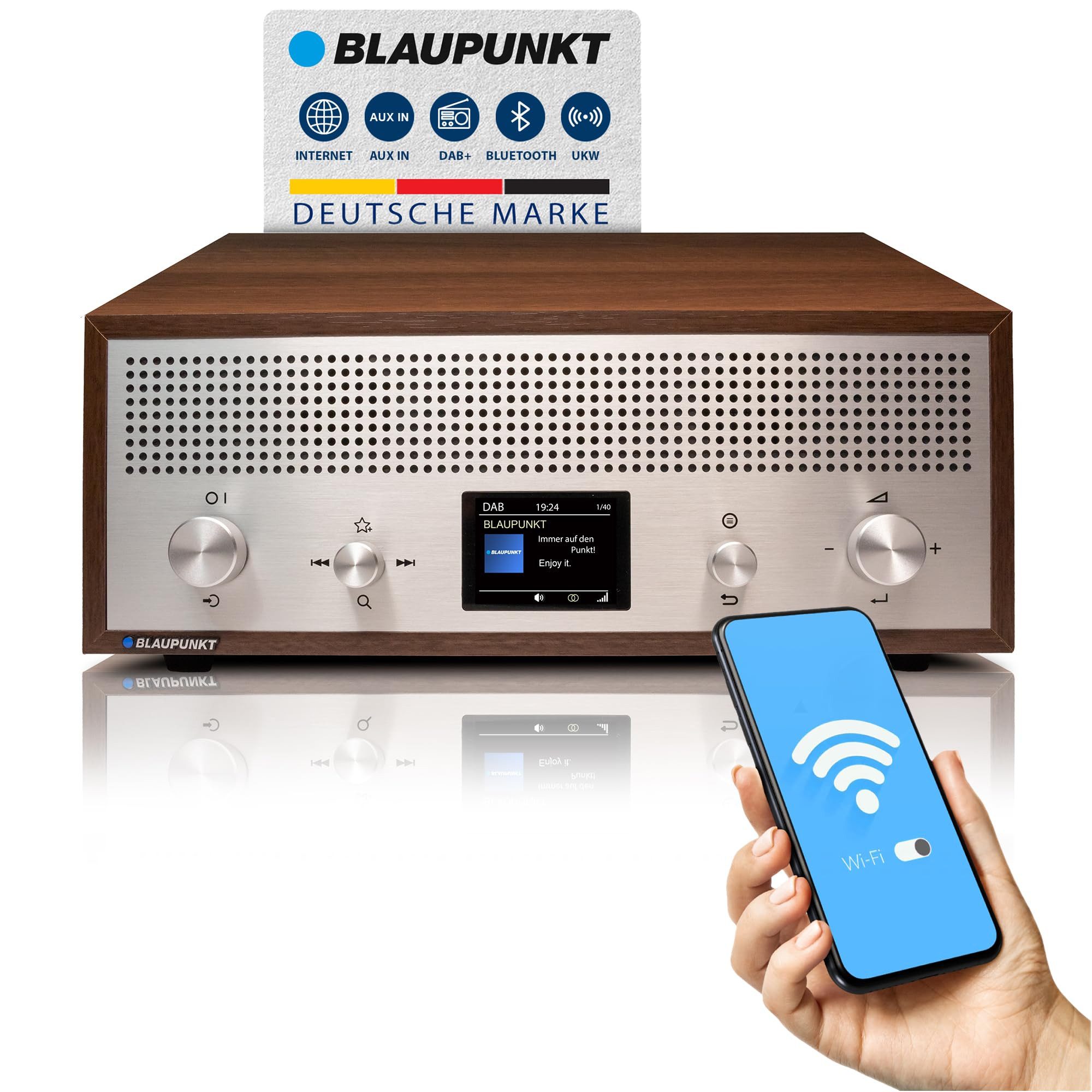 Blaupunkt 21531 Radio (Holzoptik, Bluetooth 5.0, DAB+/UKW, Farbdisplay, USB-Ladesupport)