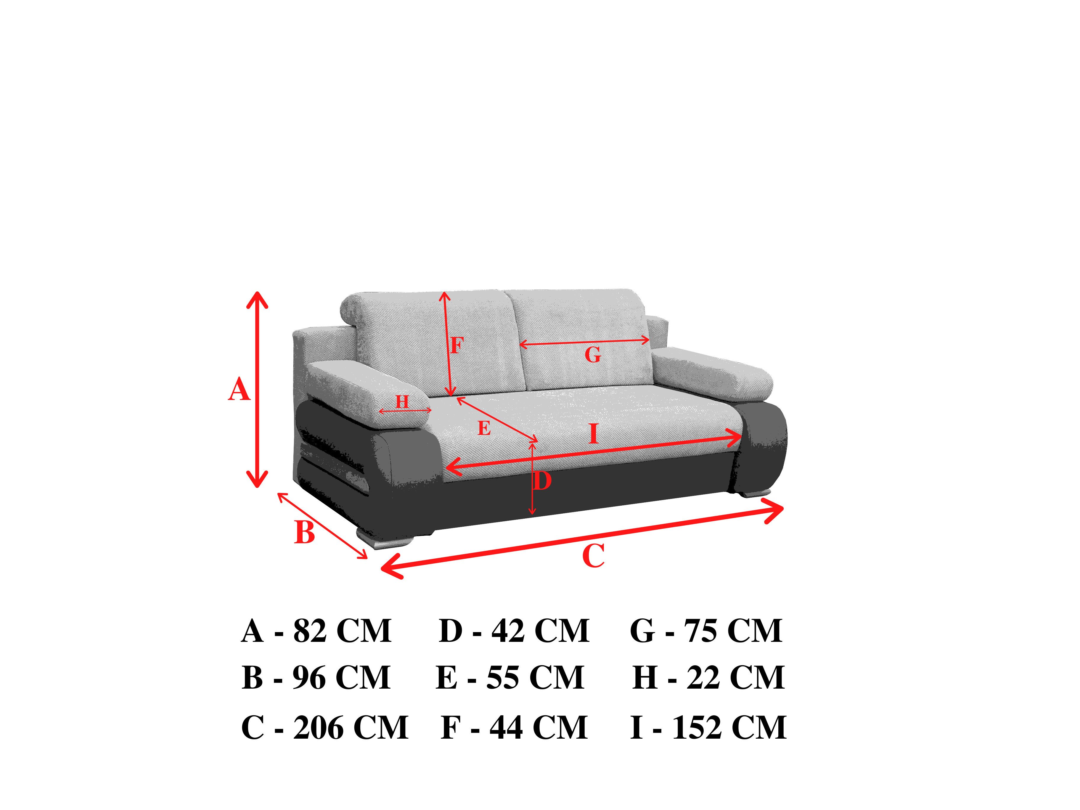 MOEBLO Schlafsofa YORK, Couch für Wohnzimmer, Sofagarnitur Polstersofa Wohnlandschaft, mit Schlaffunktion und Bettkasten