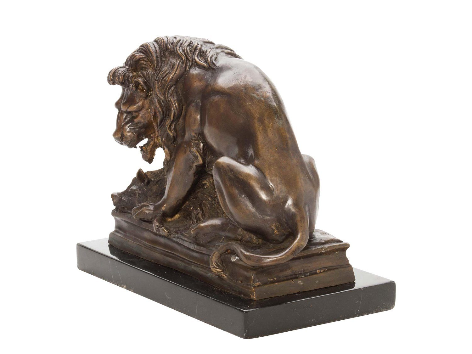 Aubaho Skulptur Figur Skulptur Antik Löwe Bronze Bronzeskulptur Wildschwein Jagd Jäger