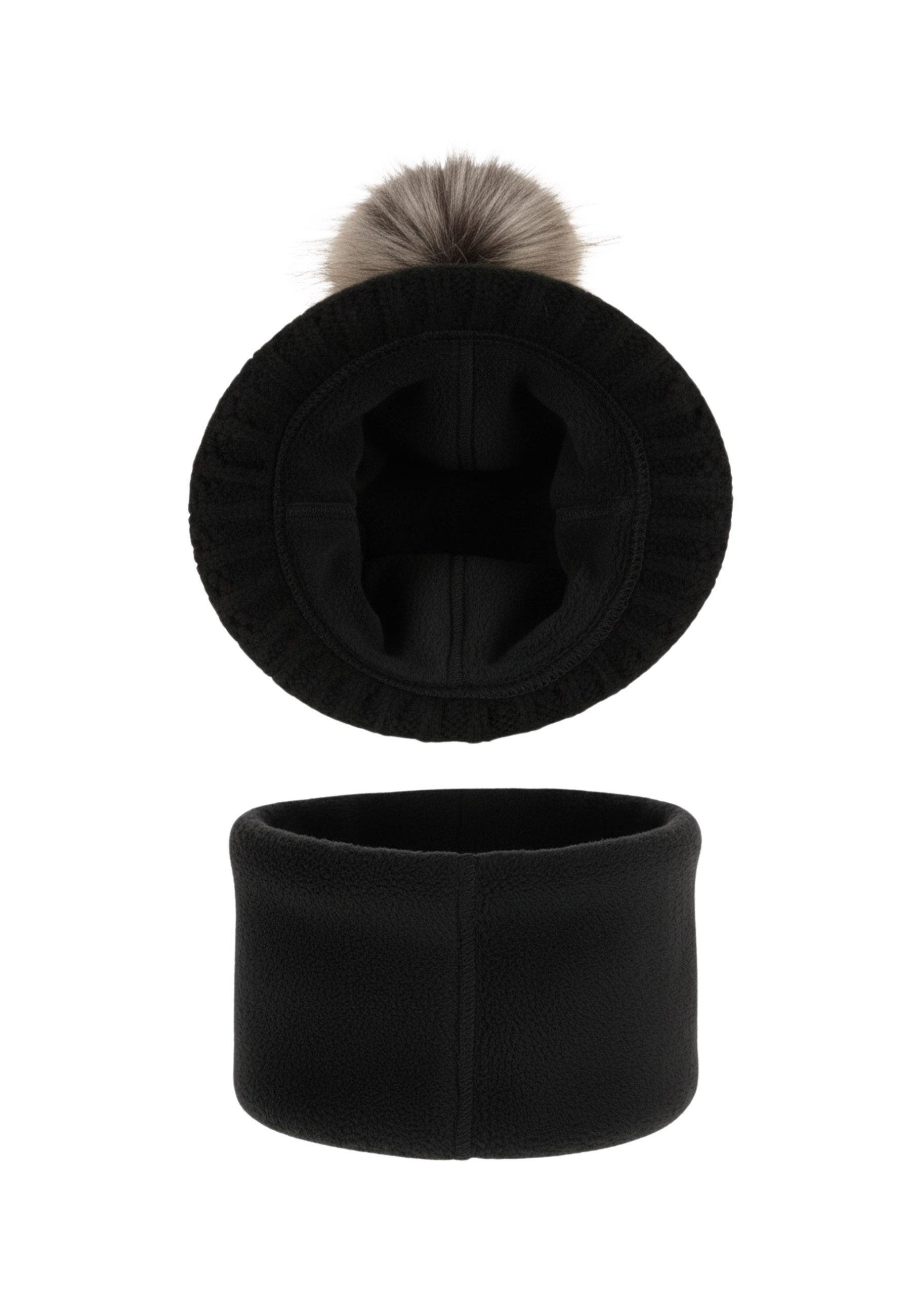 Diademita Sturmhaube Winterset für Mädchen: rosa Mütze und Schlauchschal mit Pompon (Set)