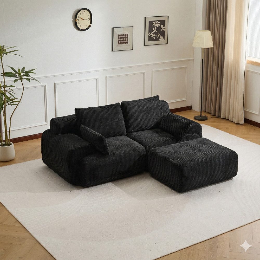 Leawin Sofa 2-Sitzer Sofa ohne Montage, Cordstoff, ergonomisch & platzsparend, Modulares Sofa mit 32D Polsterung für Wohnzimmer & kleine Räume