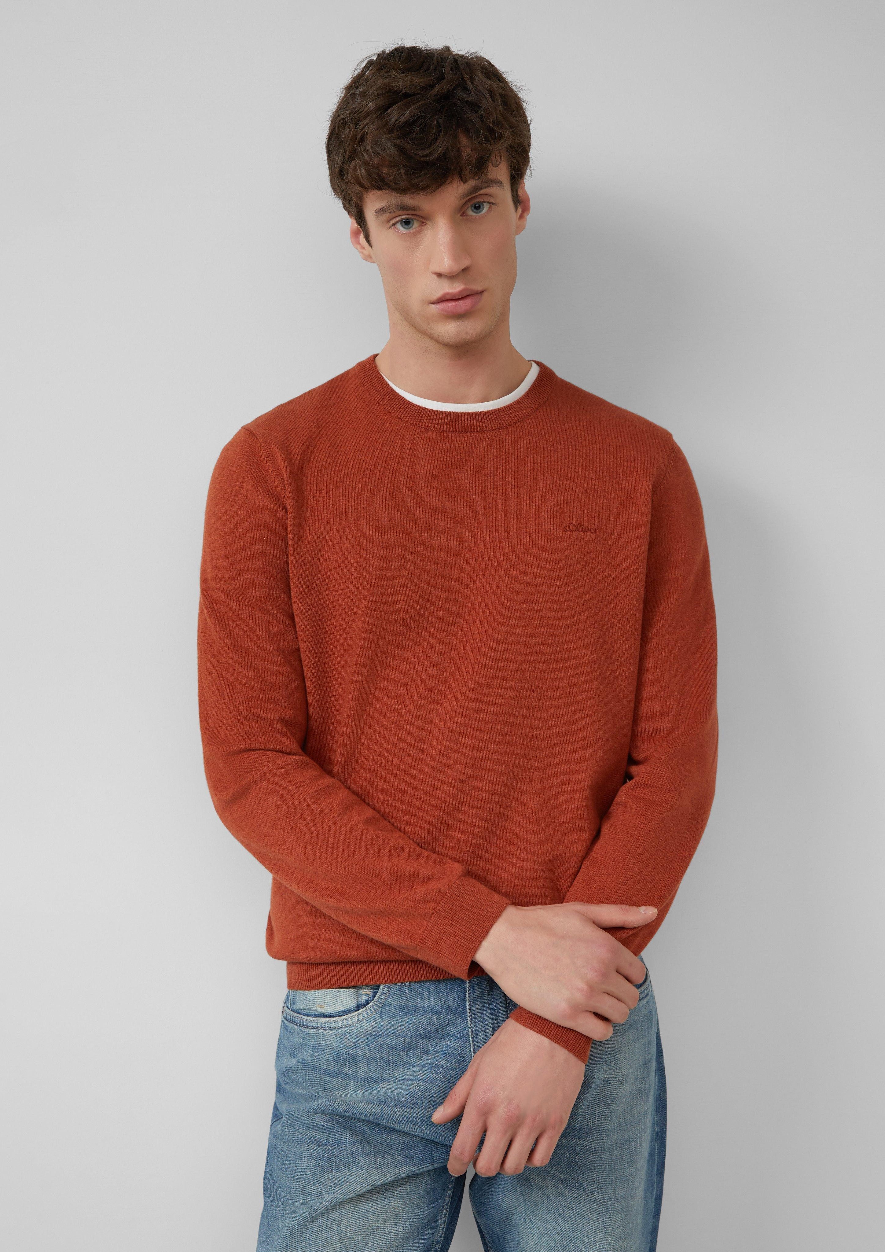 s.Oliver Strickpullover Strickpullover mit Logo-Stickerei Logo günstig online kaufen