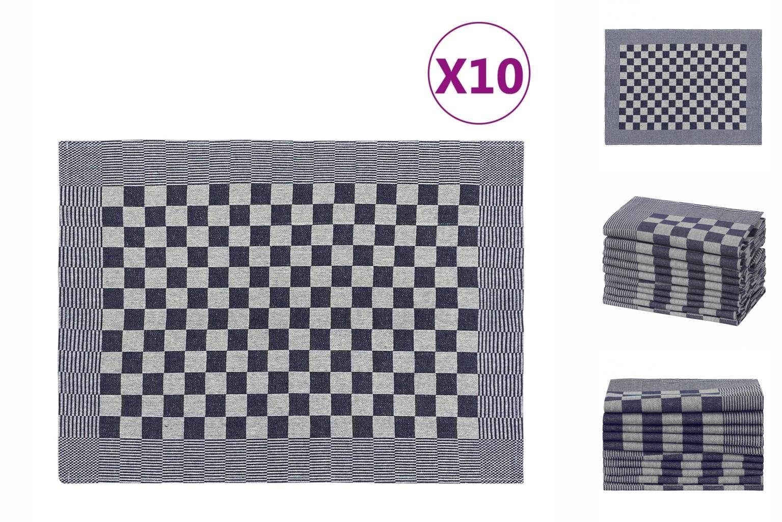 Stk vidaXL und 10 Geschirrtücher 50x70 Baumwolle cm Handtuch Weiß Blau