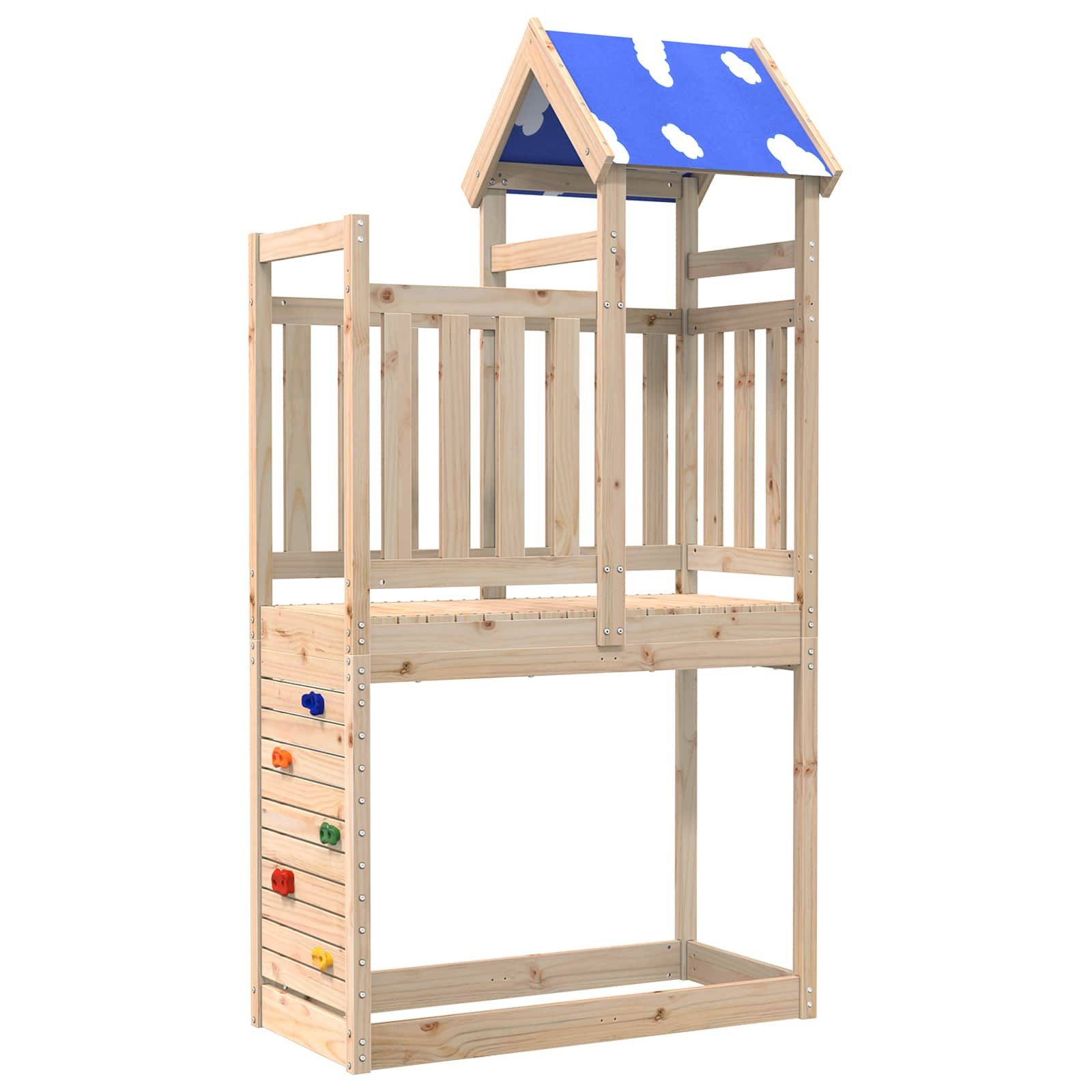 vidaXL, Spielturm Braun 110,5 x 52,5 x 215 cm Massives Kiefernholz