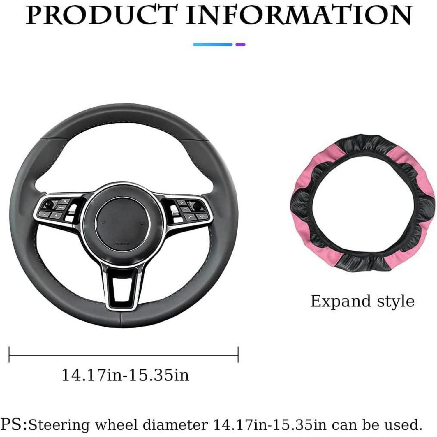 LuxusKollektion Lenkradbezug Lenkradbezug Universal Mikrofaser Leder 37 38cm Lenkradschutz Rosa – Bild 2 von 5