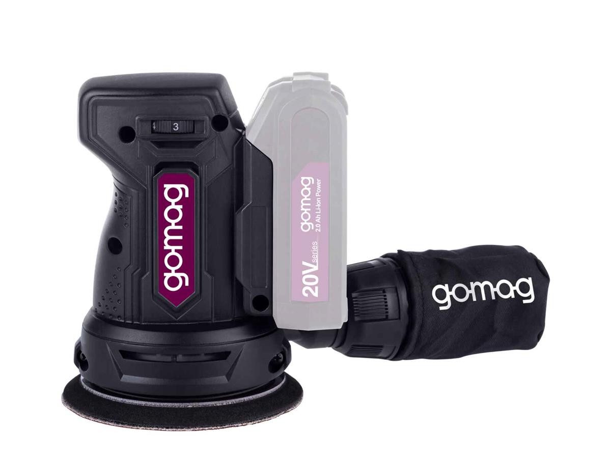 Gomag Akku-Exzenterschleifer GO-EXS125, max. 12000 U/min, 24000 U/min, (Set, 6 tlg., ohne Akku und Ladegerät), inkl. 4 Schleifblätter, Staubbeutel & Adapter für ext. Staubabsaugung