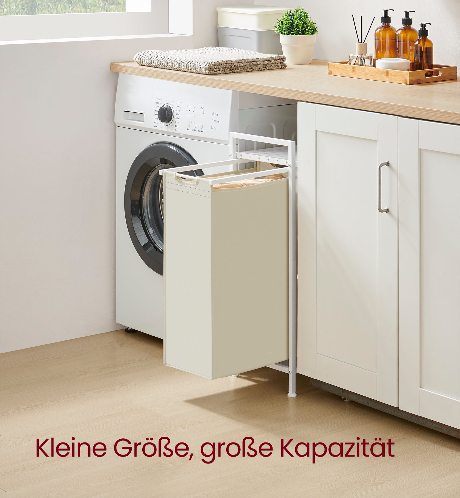 VASAGLE Wäschekorb, Wäschesammler mit Ablage, Wäschebox, 47 L