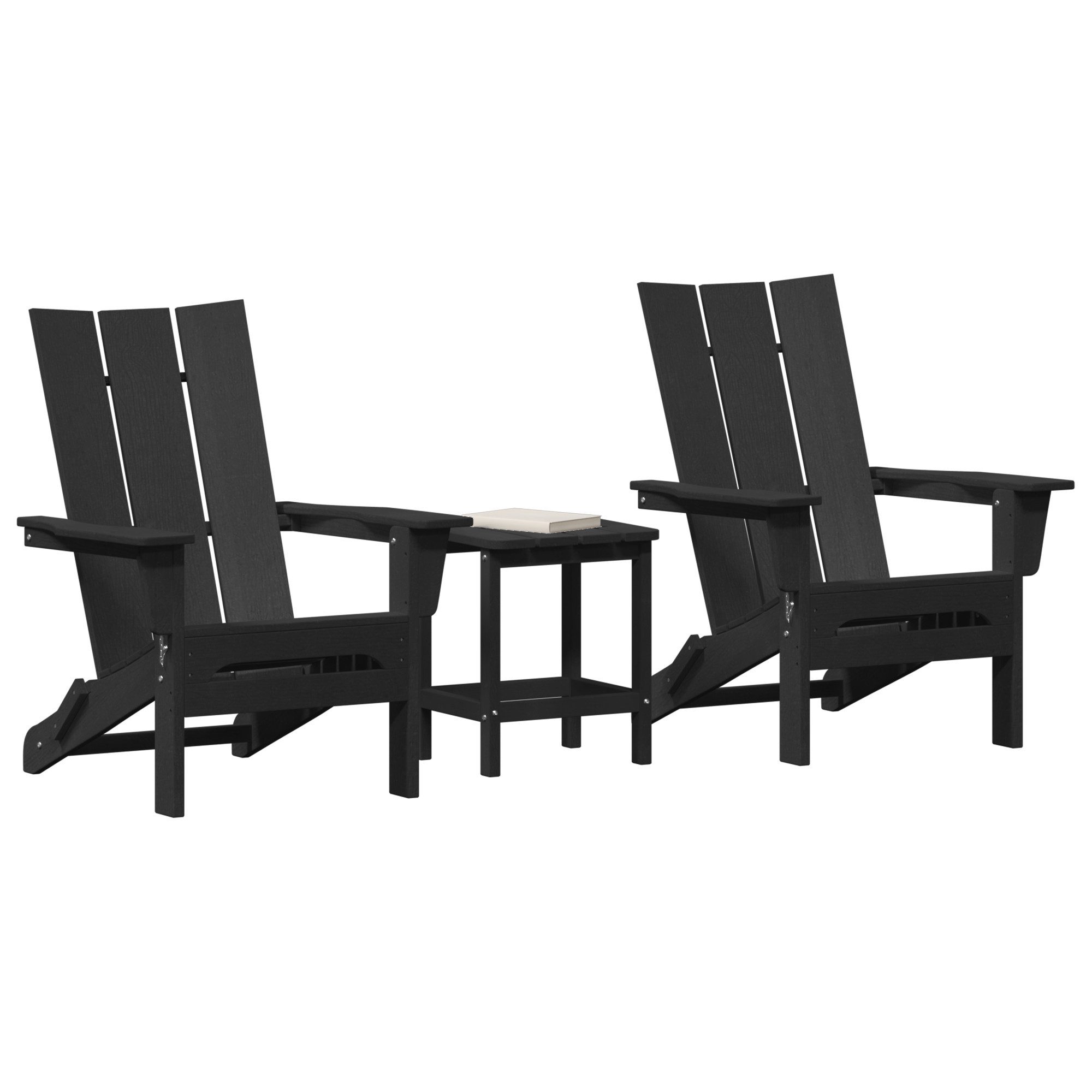 vidaXL Gartenstuhl 3-teiliges Garten-Lounge-Set Schwarz HDPE günstig online kaufen