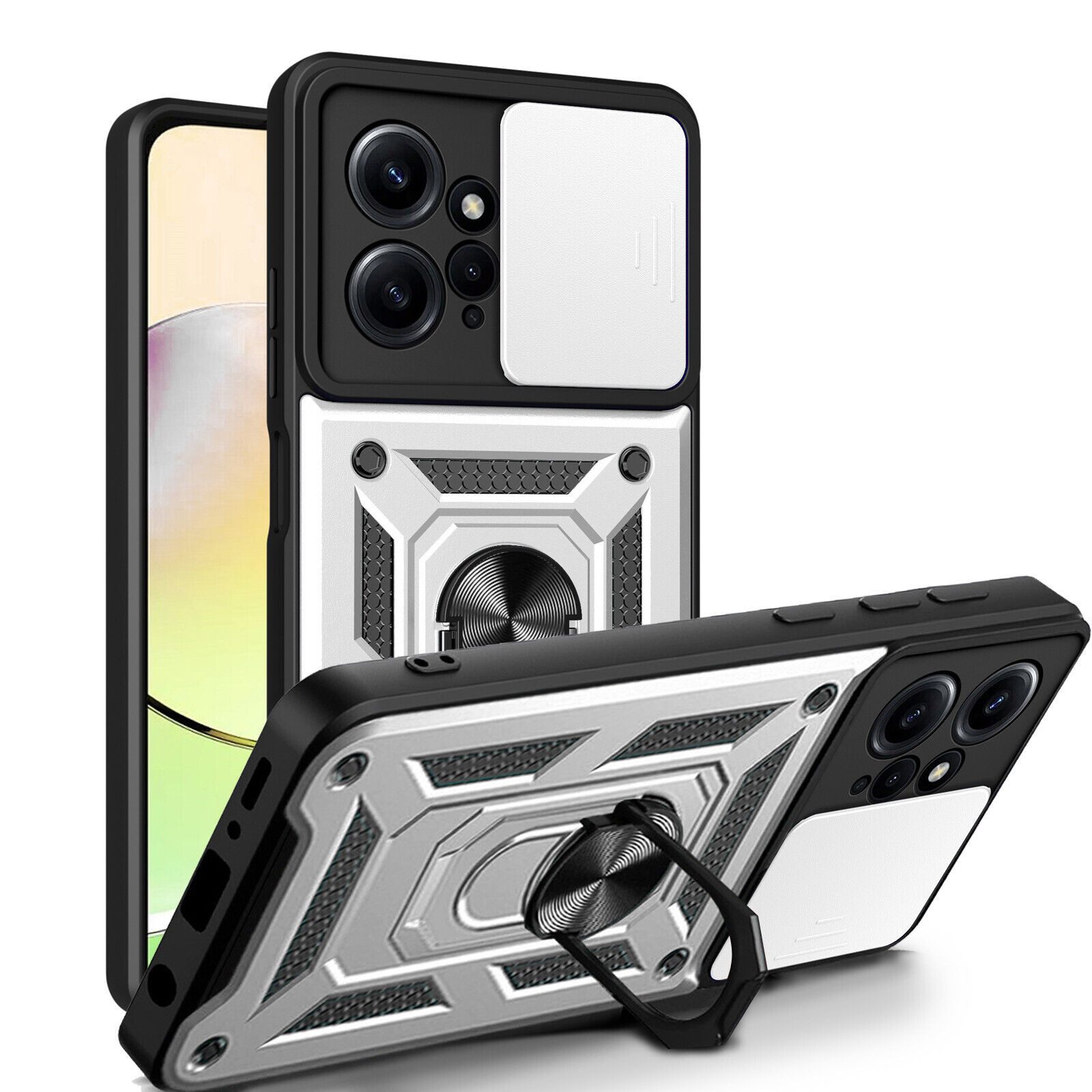 betterfon Handyhülle Panzerhülle für Xiaomi Redmi Note 12 4G mit Kameraschutz & Ringhalter, Outdoorhülle mit Smartstand und Silikonkern