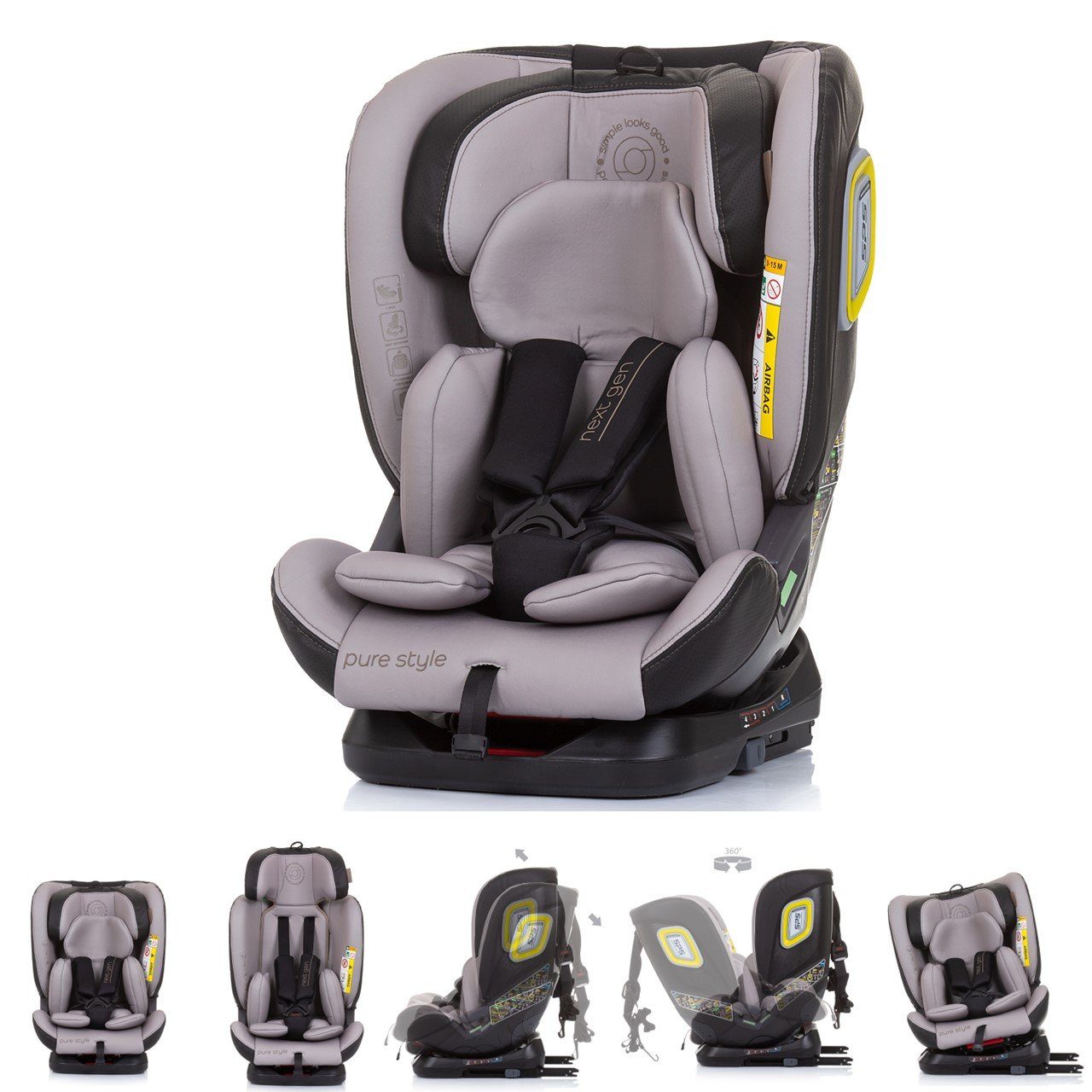 Chipolino Autokindersitz Kindersitz i-Size Next Gen, bis: 36 kg, (40 - 150 cm) Isofix Reboard 360° drehbar beige | Autokindersitze
