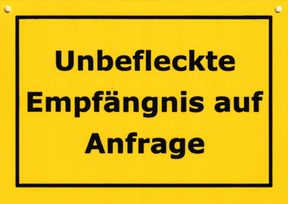 Postkarte Kunststoff- Empfängnis "Verbotene Unbefleckte Anfrage" Schilder: auf