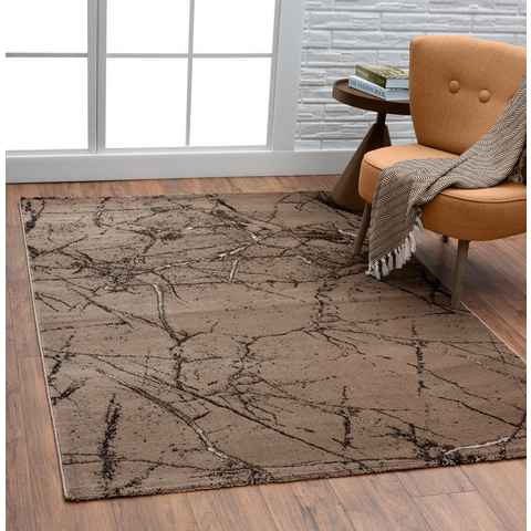 Teppich Kurzflor Teppich Hochwertig -BIENAL 4833A, TEPPIA, rechteckig, Höhe: 10 mm, hochwertiger Wohnzimmerteppich I Küchenteppich Grau Teppichläufer