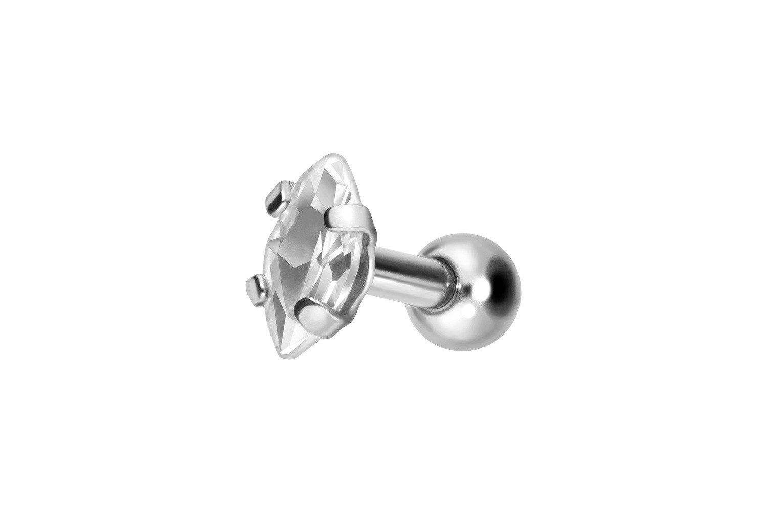 Piercing-Set Titan Ohrpiercing mit Innengewinde EINGEFASSTER KRISTALLTROPFEN