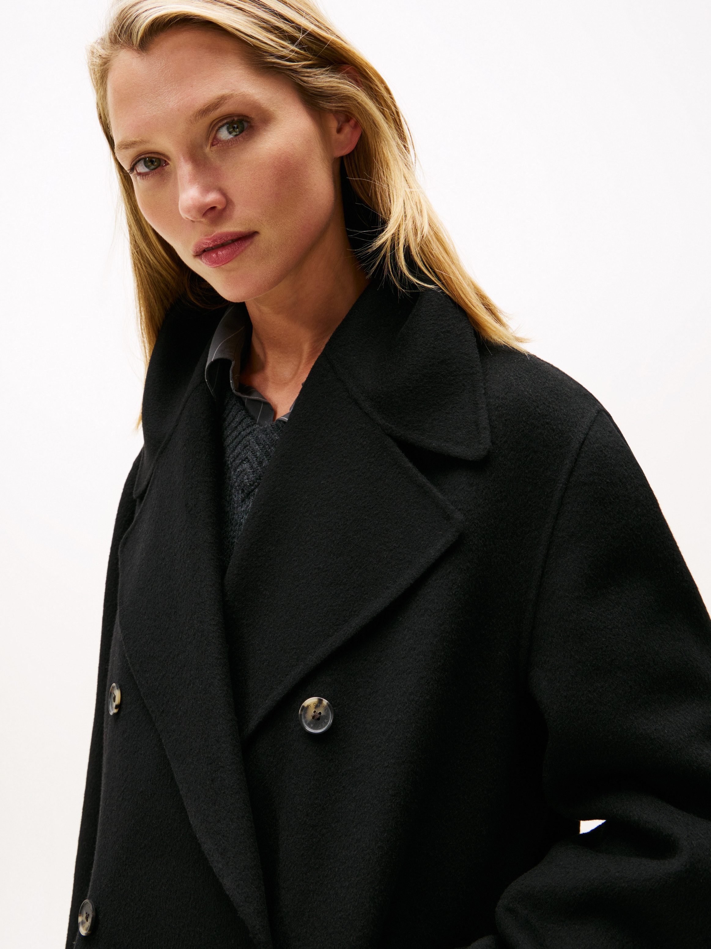 Tommy Hilfiger Kurzmantel DF WOOL BLEND REG PEACOAT mit Wolle günstig online kaufen