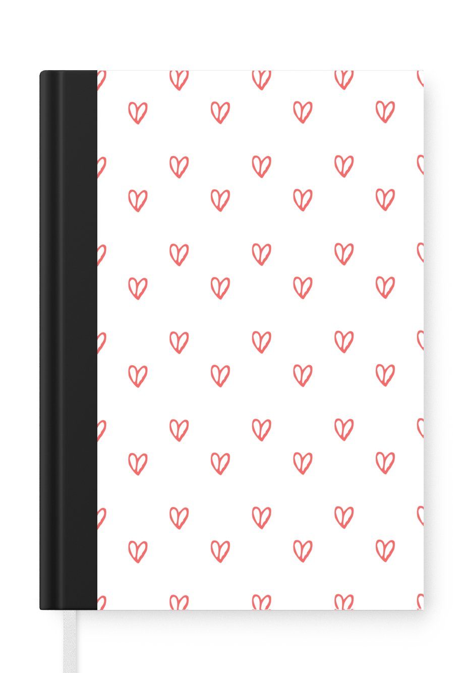 MuchoWow Notizbuch Geschenk zum Valentinstag - Herz - Romantisch - Muster, Journal, Merkzettel, Tagebuch, Notizheft, A5, 98 Seiten, Haushaltsbuch
