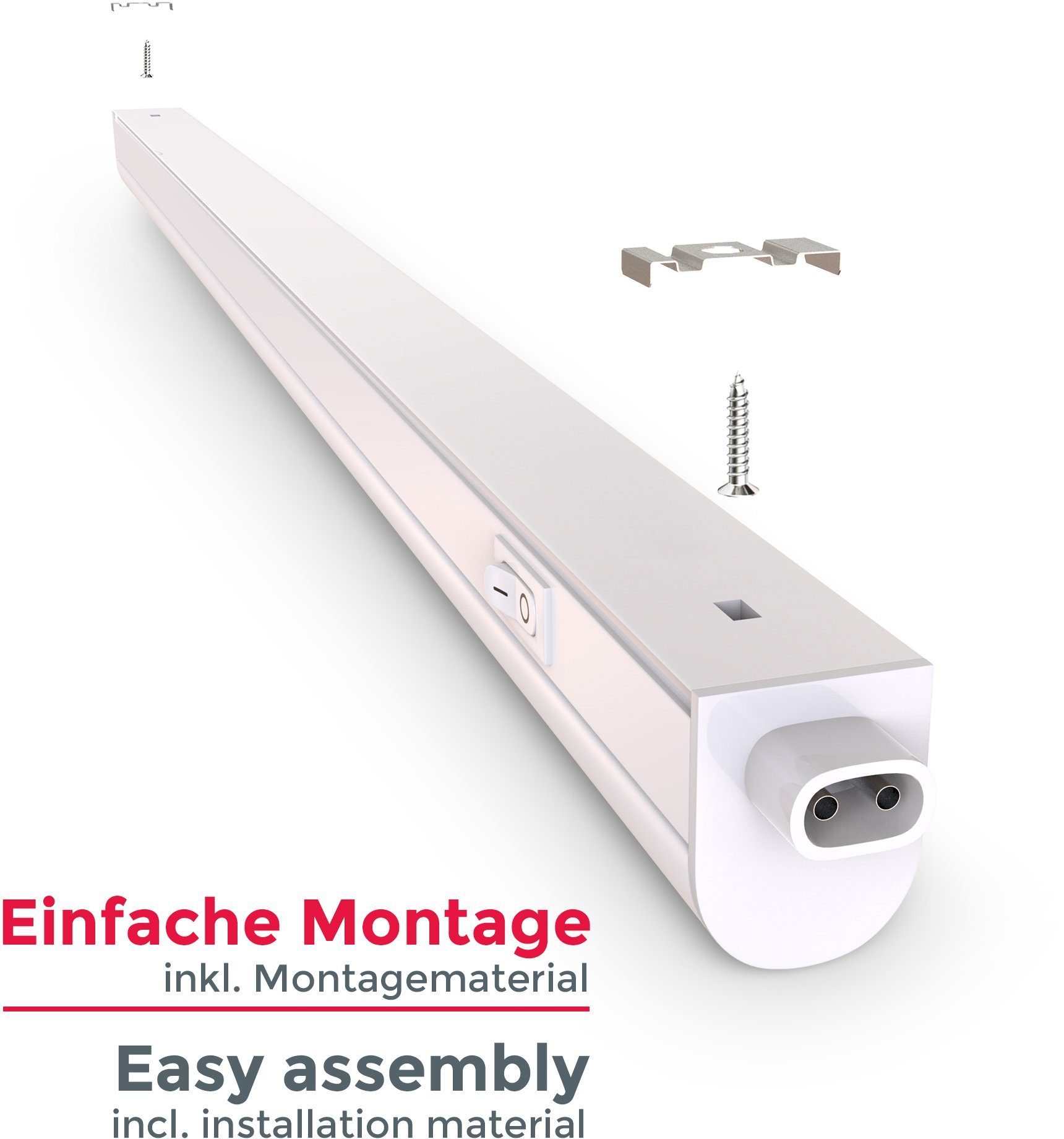 B.K.Licht LED Lichtleiste, LED fest integriert, Neutralweiß, Lichtleiste, Küchenlampe, Stecksystem, 15W 1.200 Lumen 4.000K, weiß