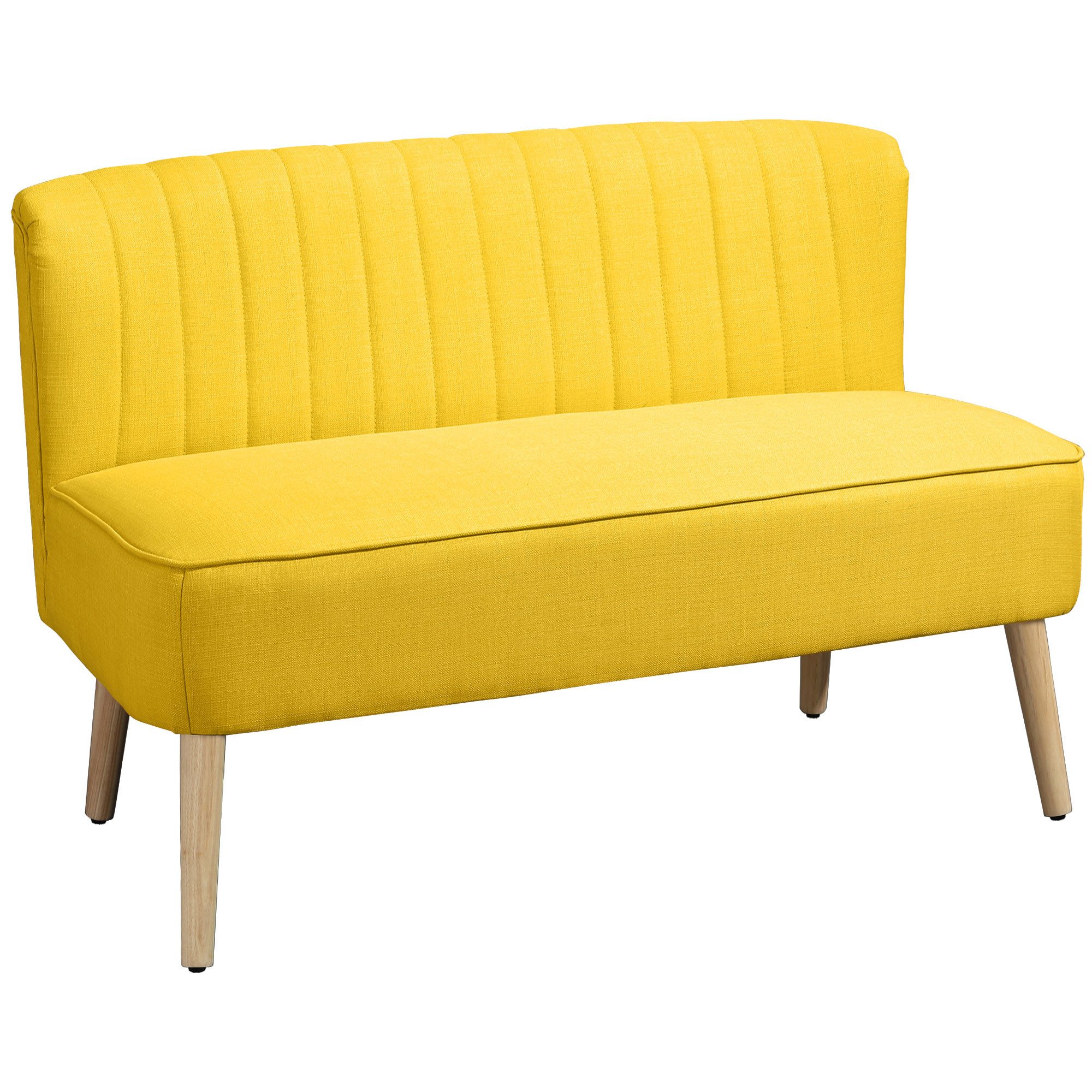 HOMCOM 2-Sitzer Sofa Loveseat mit Leinen-Optik für Schlafzimmer 117x56,5x77cm, Couch 1 Teile, Kompaktes 2-Sitzer Sofa mit Federkern und Massivholzbeinen
