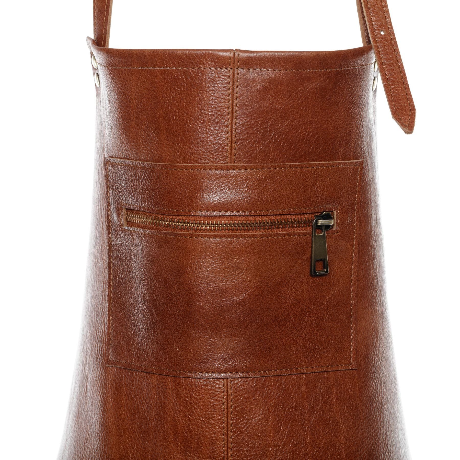 SID & VAIN Grillschürze echt Leder specials groß hell-crunchy-tan, Kochschürze echt Leder Unisex, Lederschürze BBQ, Schürze braun