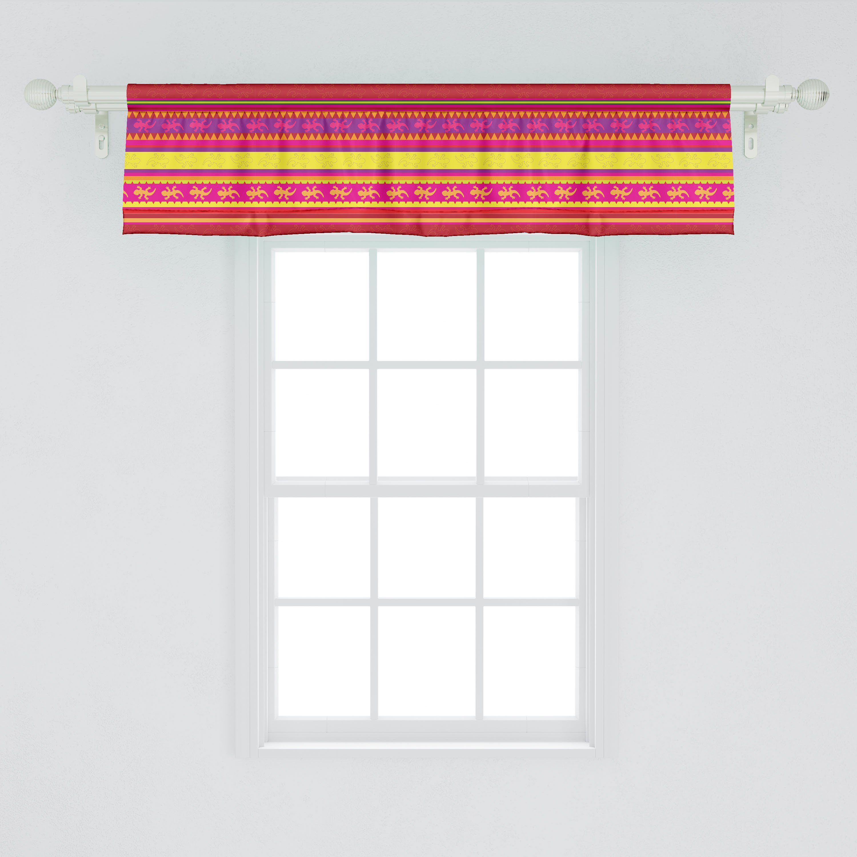 Scheibengardine Vorhang Volant für Küche Vibrant Abakuhaus, Lizard Stangentasche, Mexikaner Dekor Folklore Schlafzimmer Microfaser, mit