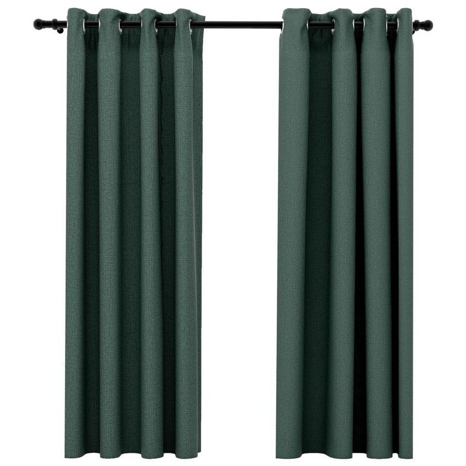 Vorhang Verdunkelungsvorhänge Ösen Leinenoptik 2 Stk. Grün 140x175 cm,  furnicato, (2 St)