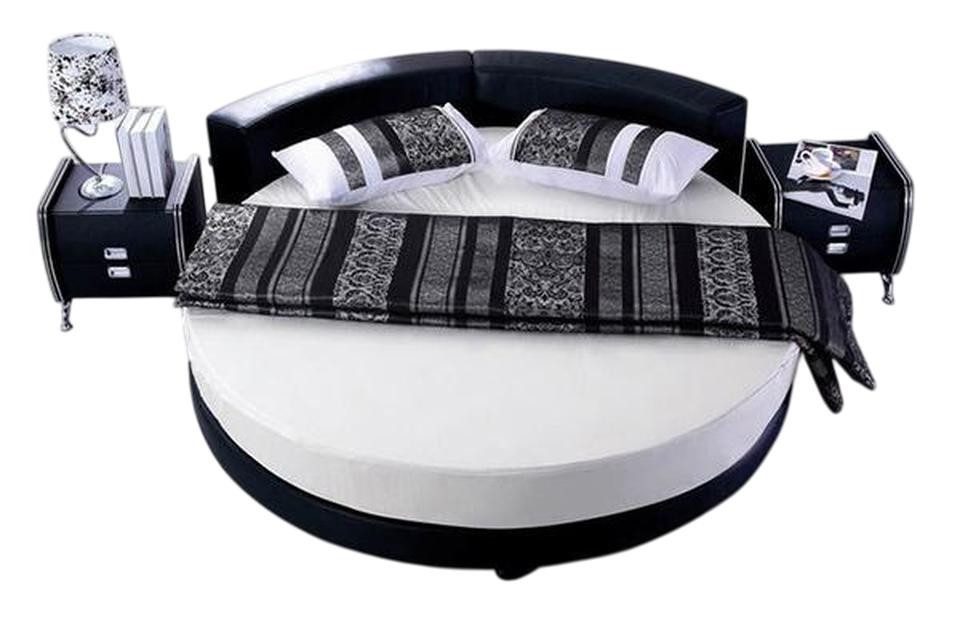 Xlmoebel Rundbett Schwarzes Lederbett von XLMOEBEL mit elegantem Design (Rundbett, 1-tlg., Rundbett 225 x 225 cm), Made in Europa