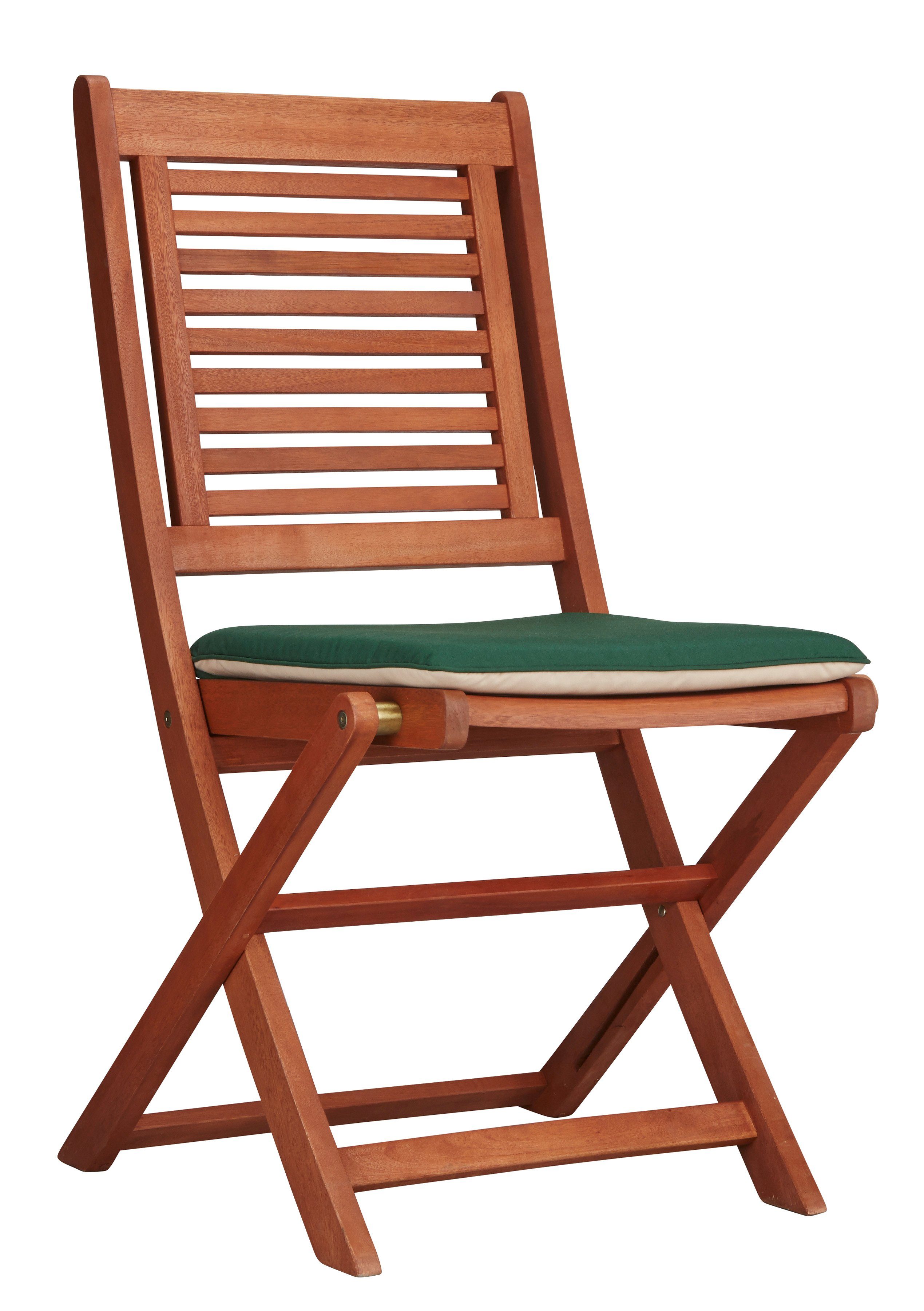 MERXX Gartenstuhl Cordoba (Set, 2 St), 2er Set, Eukalyptus, klappbar, braun, inkl. Wendeauflage – Bild 2 von 5