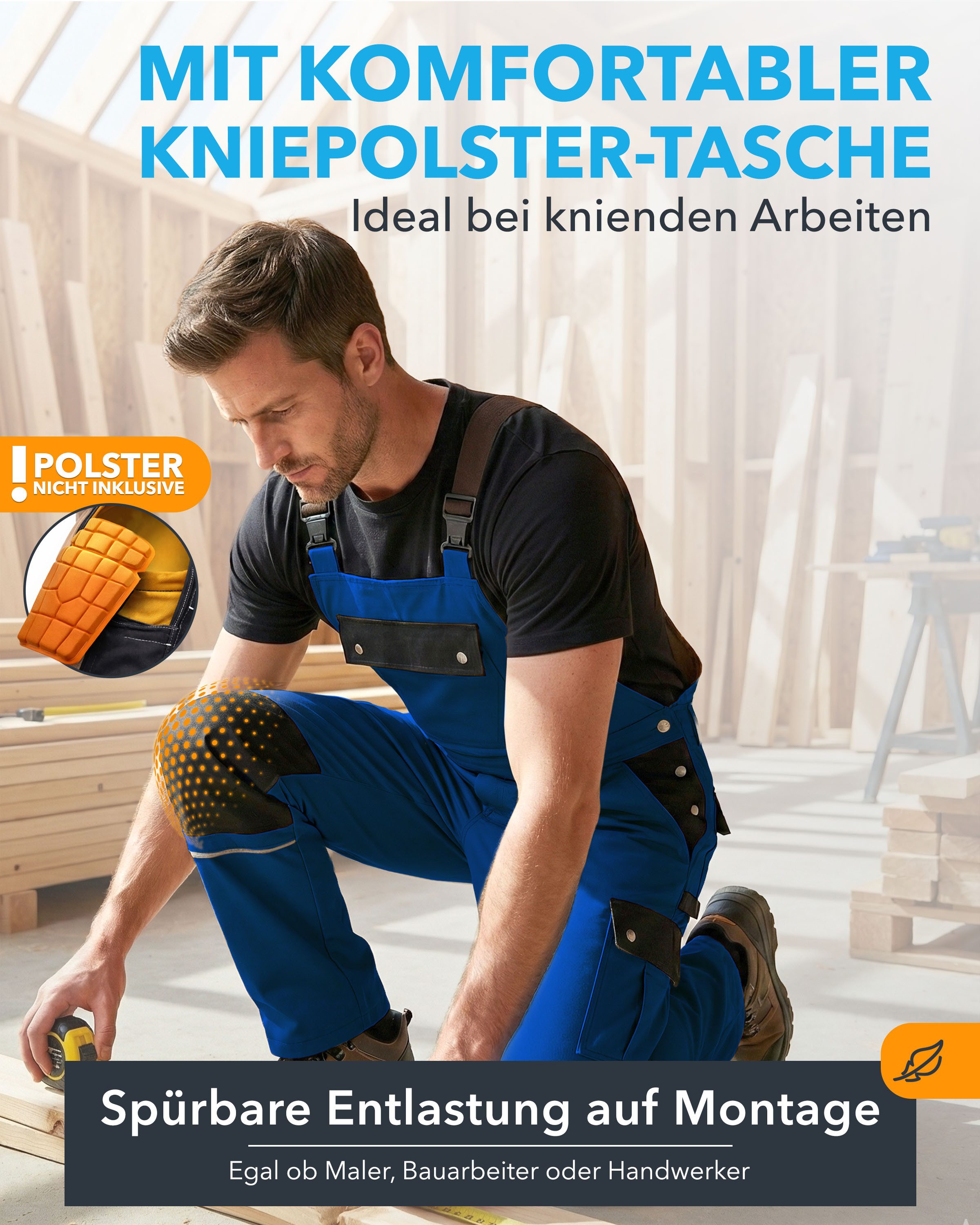 TMG International Arbeitslatzhose Latzhose Arbeitshose Cargohose Overall Blaumann