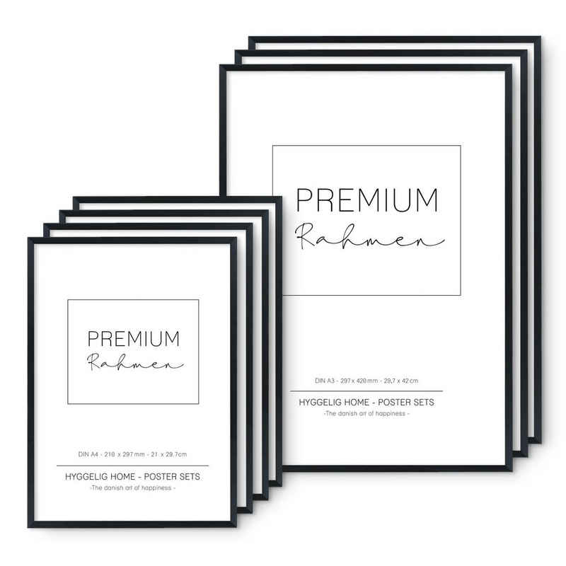 Hyggelig Home Bilderrahmen-Set Premium Fotorahmen Set – 7 hochwertige Holzbilderrahmen in schwarz