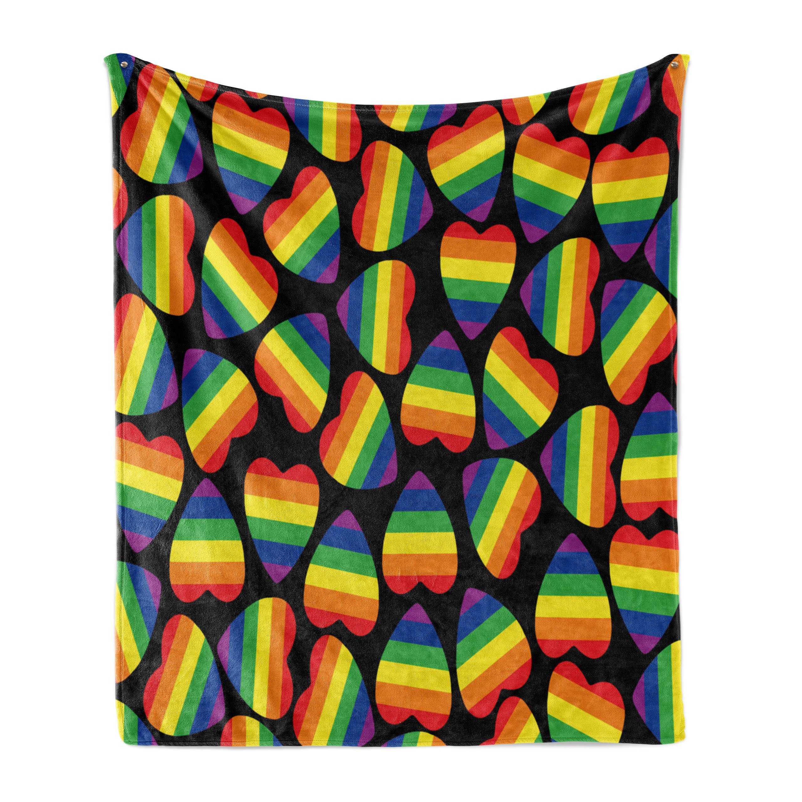 Regenbogen Außenbereich, für den Innen- Plüsch Wohndecke Gemütlicher Herz-Homosexuell-Stolz-Flagge und Abakuhaus,