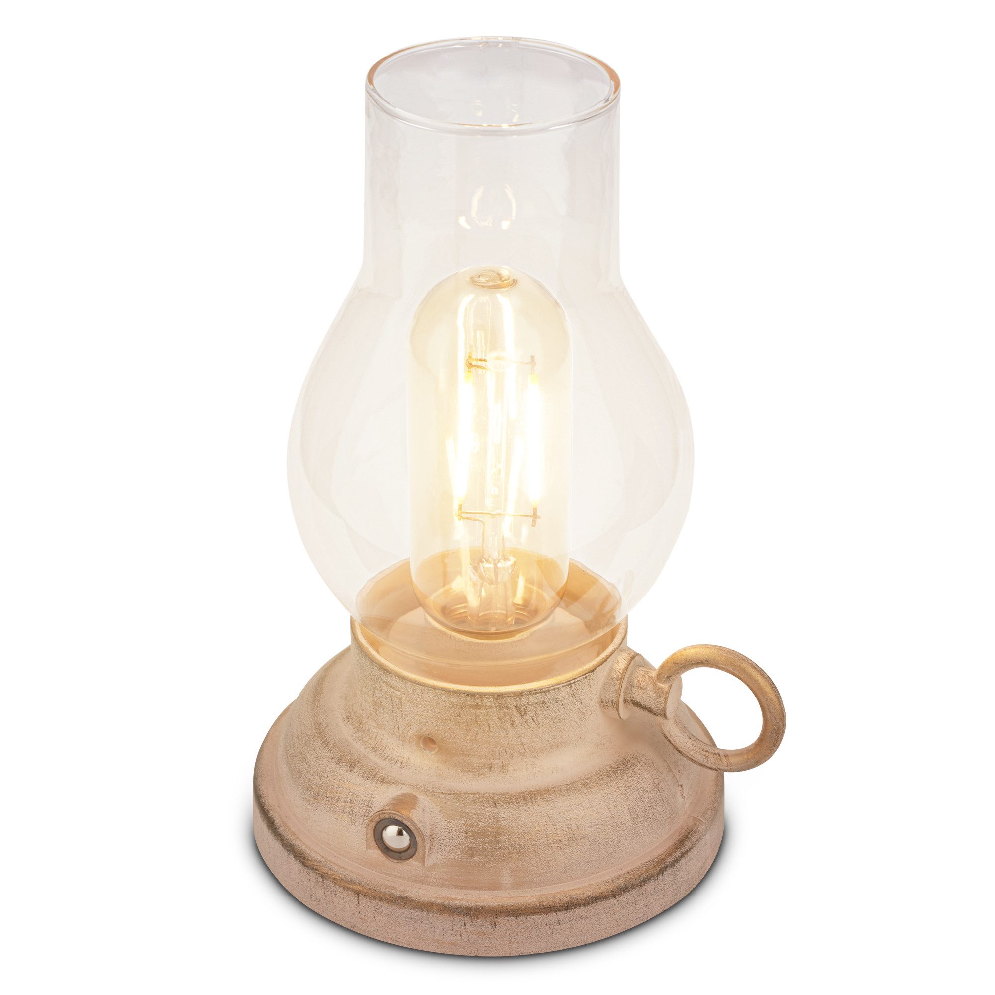 Briloner Leuchten LED Tischleuchte Vintage Tischlampe Akku Kerzenlicht Nachtlicht kabellos, LED fest integriert, 10,5 x 17,5 cm Beige/Bronze-crafted, Anthrazit, 1,5W Schlafzimmer