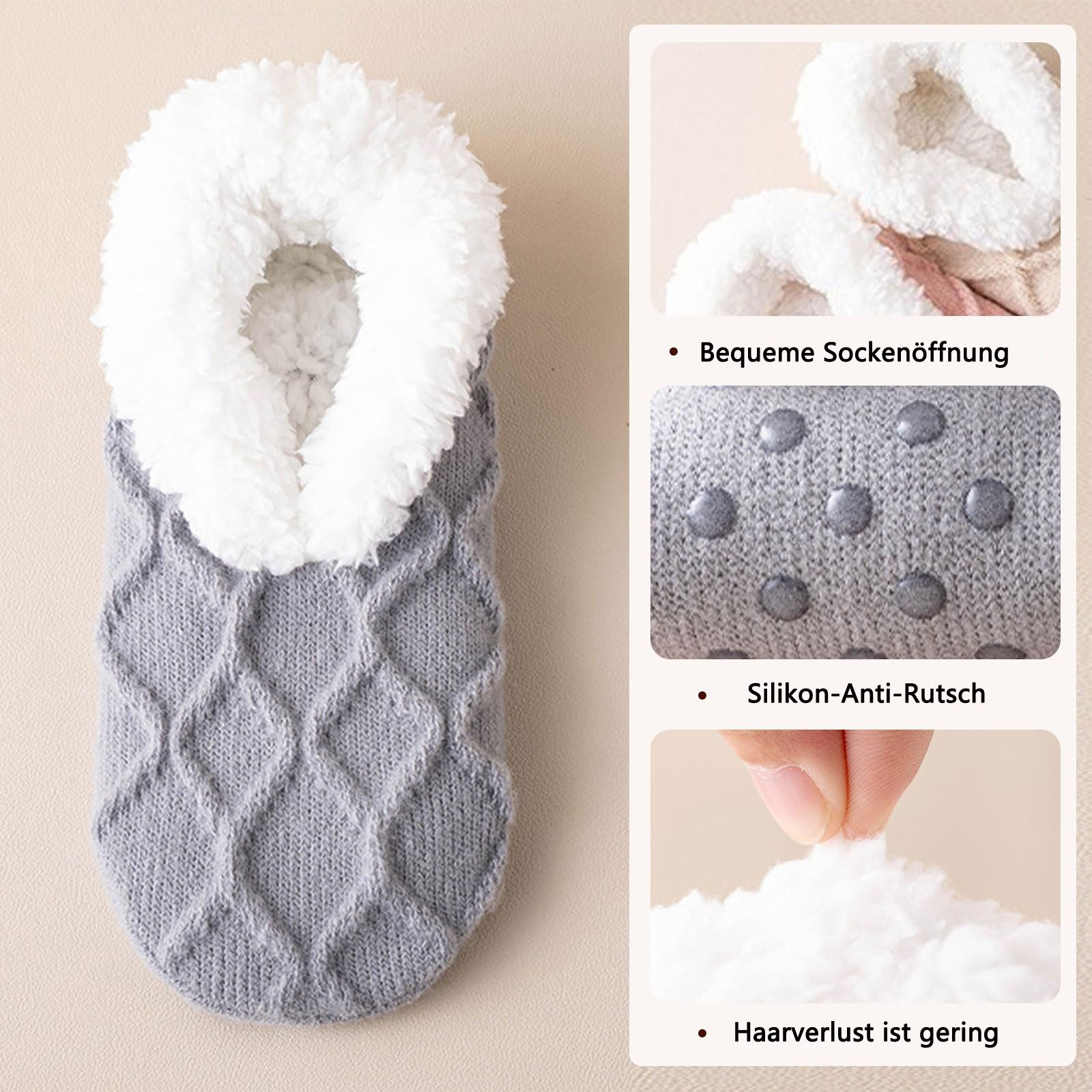 Coonoor Haussocken Kuschelsocken Herren & Damen Flauschig Hüttensocken rutschfest (2-Paar) Weiche Warme Winter Hüttensocken Haussocken