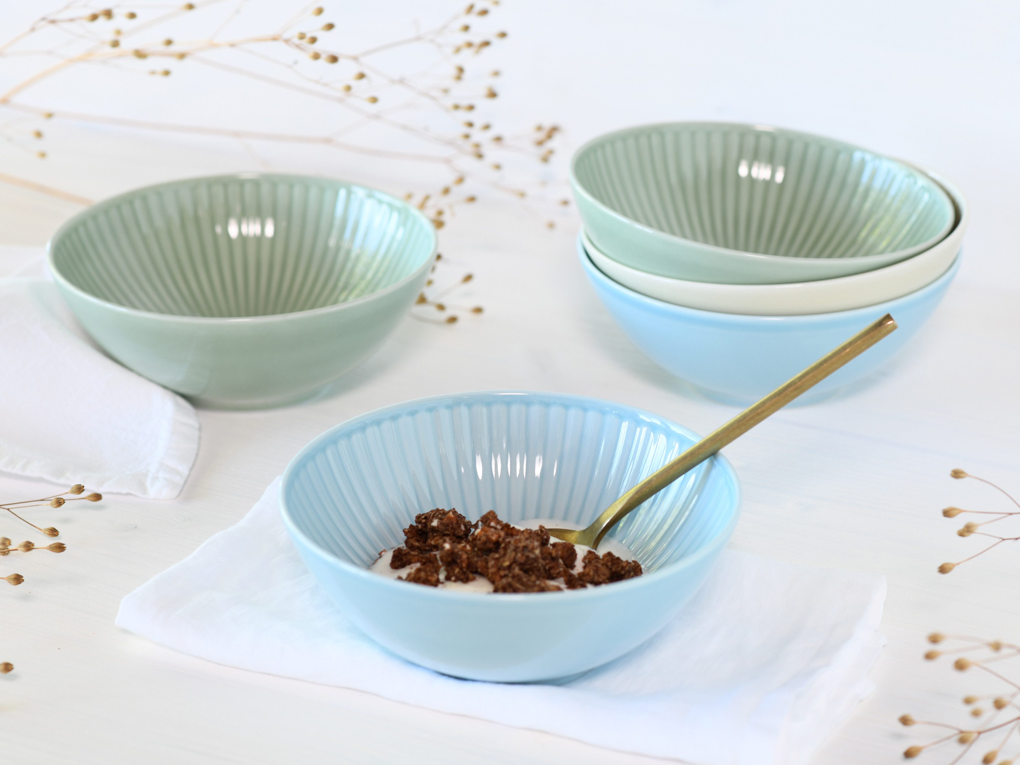CreaTable Müslischale Valencia, Mehrzweckschale 6-tlg, Porzellan, (Set, 6-tlg), Elegant, Boho Chic