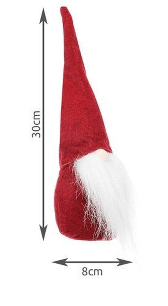 ISO TRADE Weihnachtsfigur Roter Elf Weihnachtself (Spar-Set, 1 St., 30 cm), stehender Elf mit Bart in Rot-Weiß, perfekte Weihnachtsdekoration